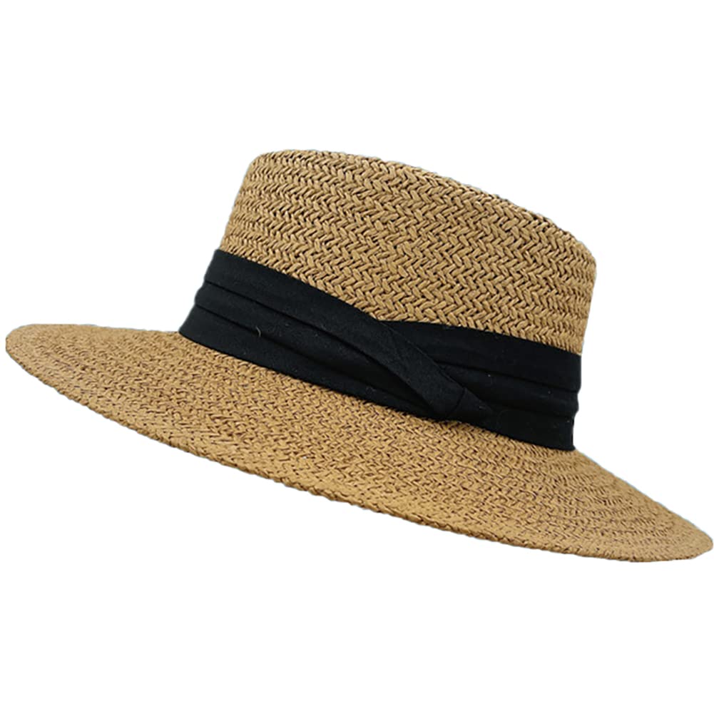 Stylish Straw Fedora Hats for Women & Men - UV Protection Summer Beach Sun Hat, Wide Brim Boater Hat for Outdoor, Travel, and Vacation