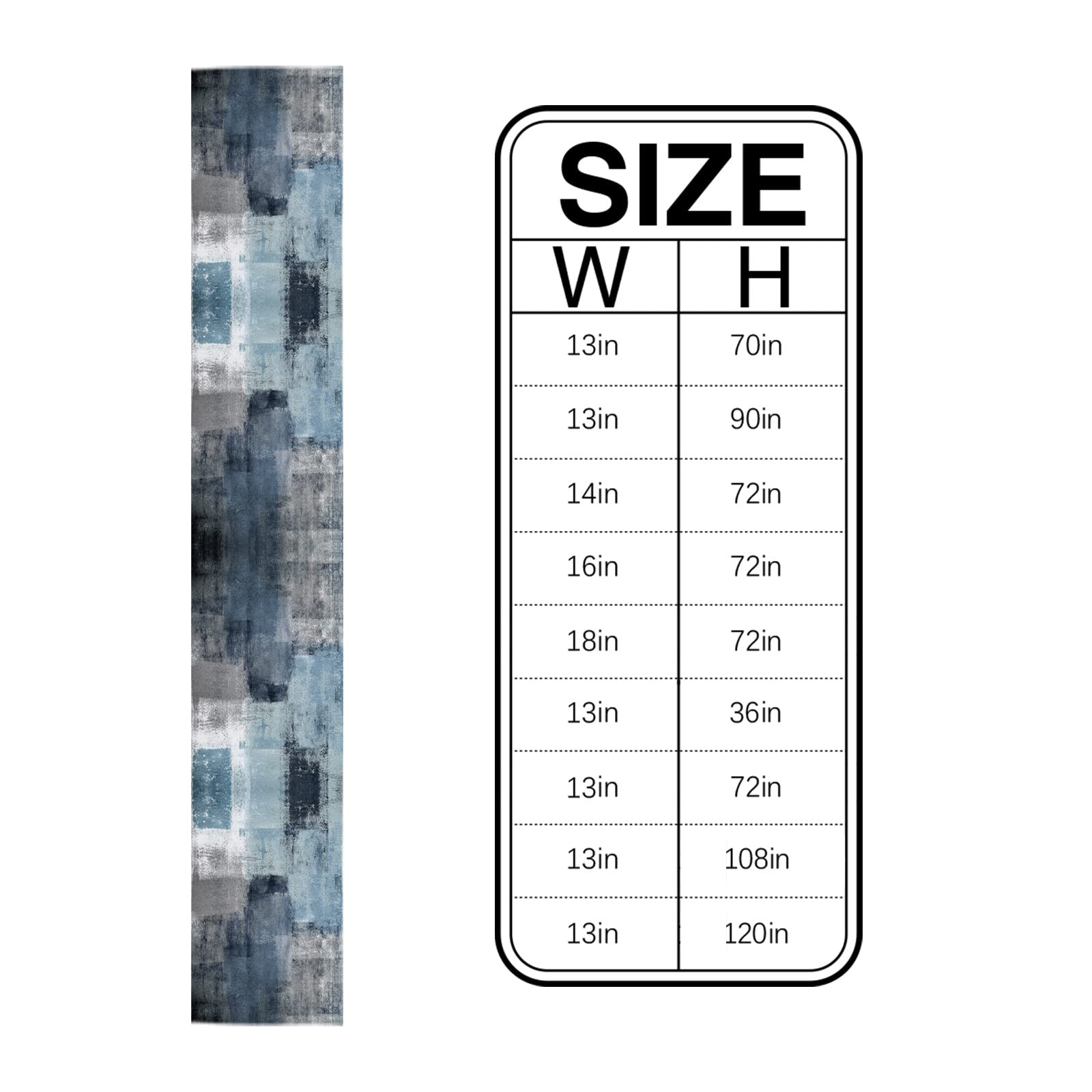 Dusty Blue Table Runner 13x120 Inch - Farmhouse Abstract Art Decor for Thanksgiving Dinner