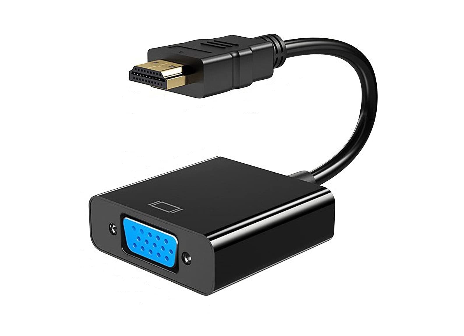 RuhZa HDMI to VGA Adapter Converter Cable 1080P (Male to Female) - Full HD Resolution for Media Players, Xbox, Projector, Computer, Laptop, TV - Compact Black Design for Home Theater, Office Presentations & Gaming Setup