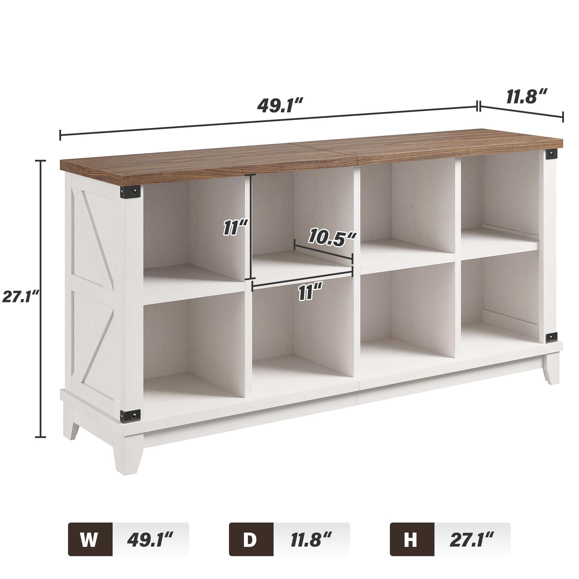 EnHomee 8-Cube Storage Organizer - White Bookshelf with Storage Cubes, Modular Shelf Organizer for Bedroom, Living Room & Home Office - Perfect for Organizing Books, Toys, Decor & Office Supplies