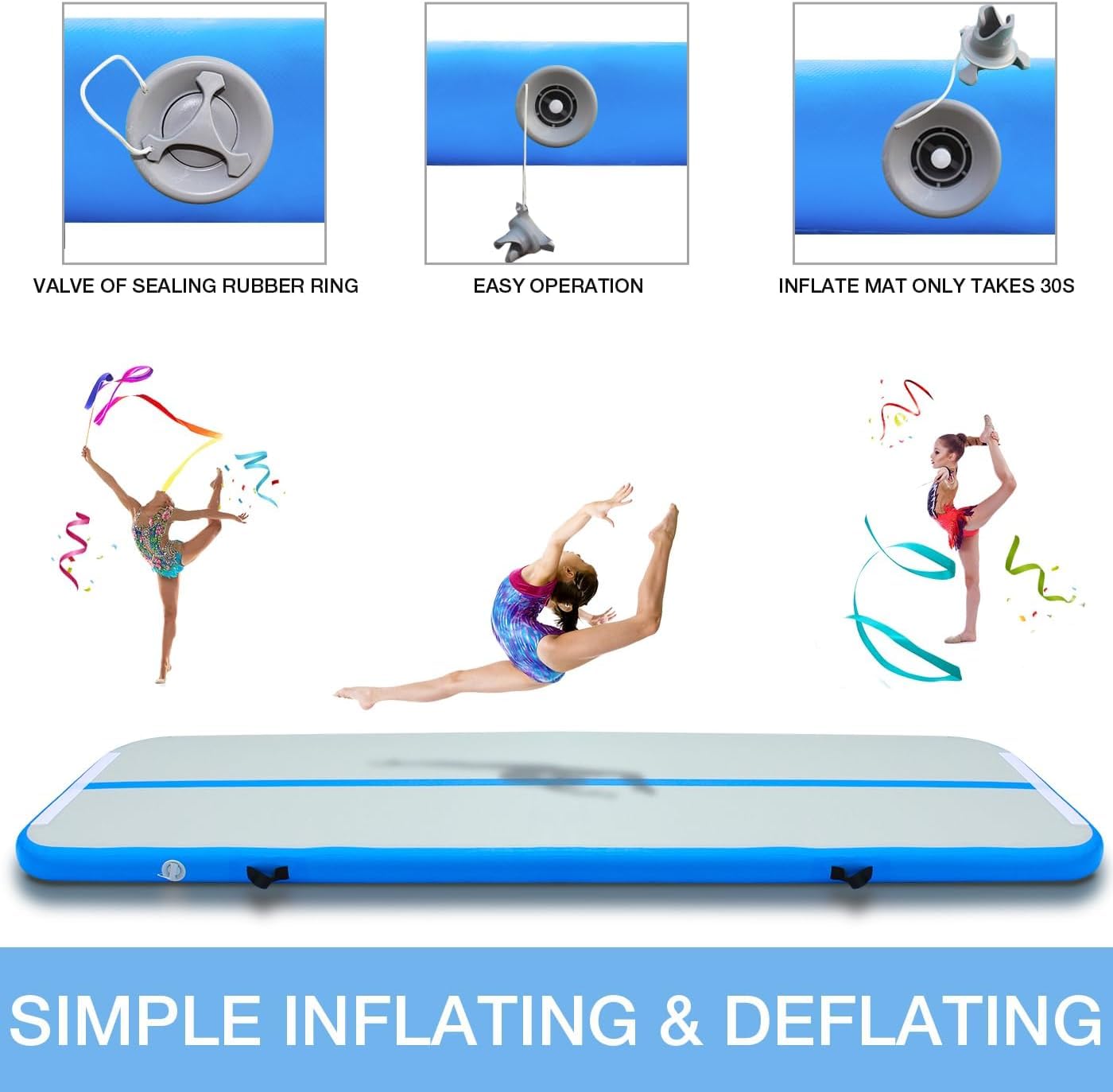 Inflatable Air Mat Tumbling Track - Portable Gymnastics Training Mat with Electric Pump for Home, Cheerleading, Kids Gym & Yoga | Perfect for Indoor Exercise, Backyard Play & Fitness Training