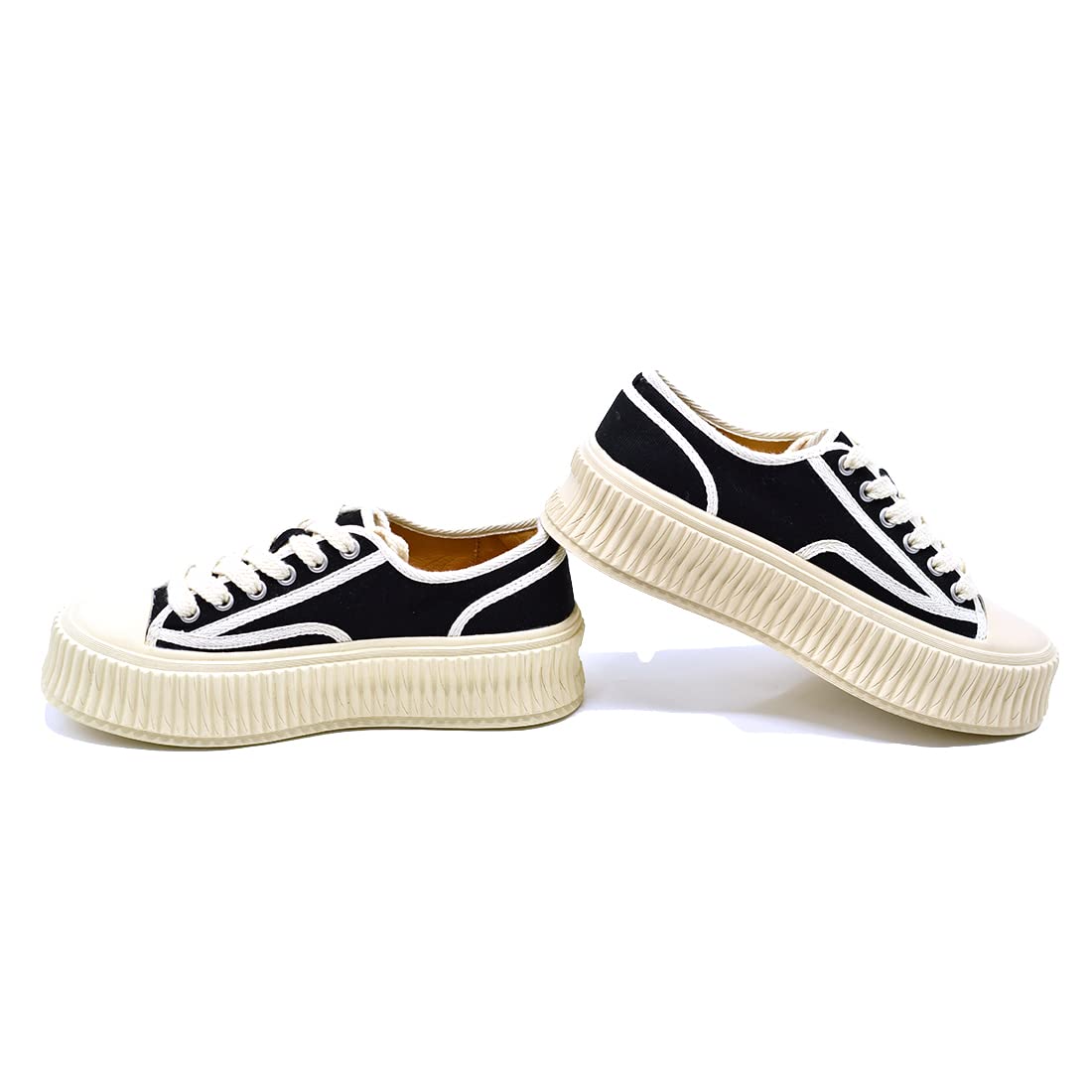 Women's Chunky Platform Sneakers - Fashion Lace-Up Canvas Shoes for Women - Comfortable & Stylish for Walking, Running, Casual Outfits All Year Round