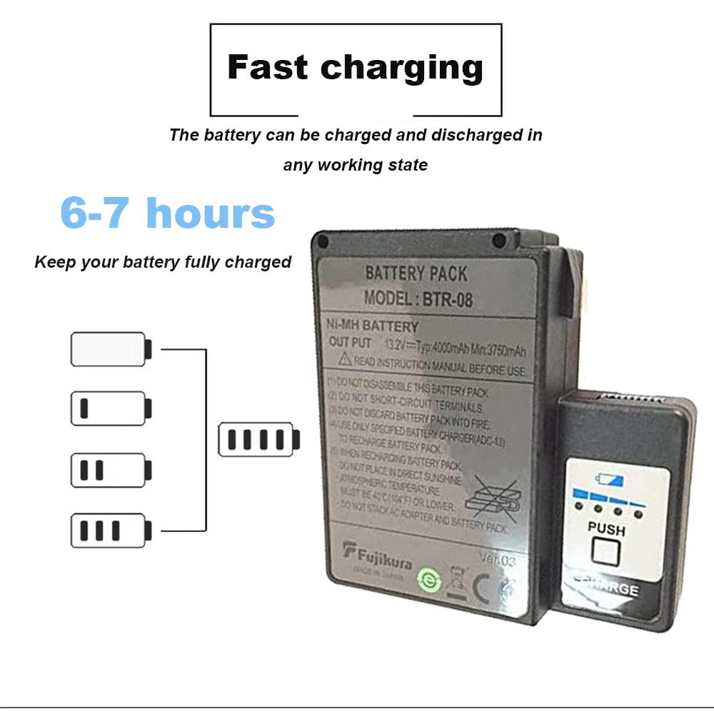 BTR-08 7800mAh 13.2V Rechargeable Battery Pack with Charger for Fujikura FS-60S & FSM-60R - Long Lasting Power Supply for Fiber Optic Fusion Splicers | Perfect for Field Work & Emergency Repairs