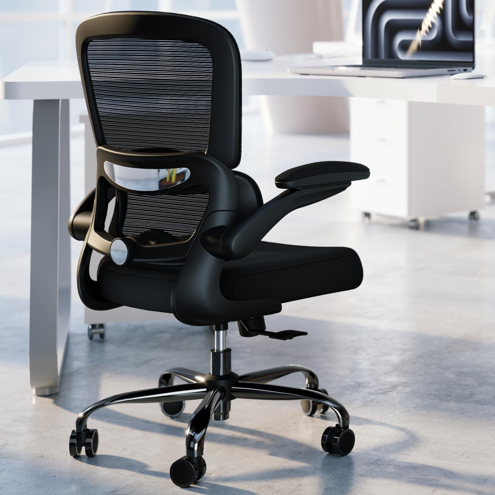 Ergonomic Office Chair with Adjustable Lumbar Support - Mesh Back Computer Desk Chair for Home & Executive Office - Comfortable Task Chair with Breathable Mesh Design (Black) - Perfect for Long Work Hours, Gaming, and Remote Work Setup