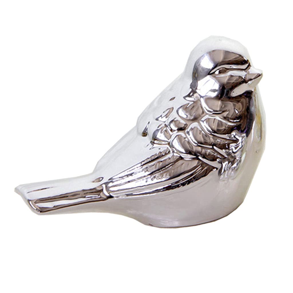 LOVIVER Nordic Silver Pottery Bird Figurine - Elegant Golden Bird Statue for Home Decor, Wedding Centerpiece, Shelf Display & Gift Idea