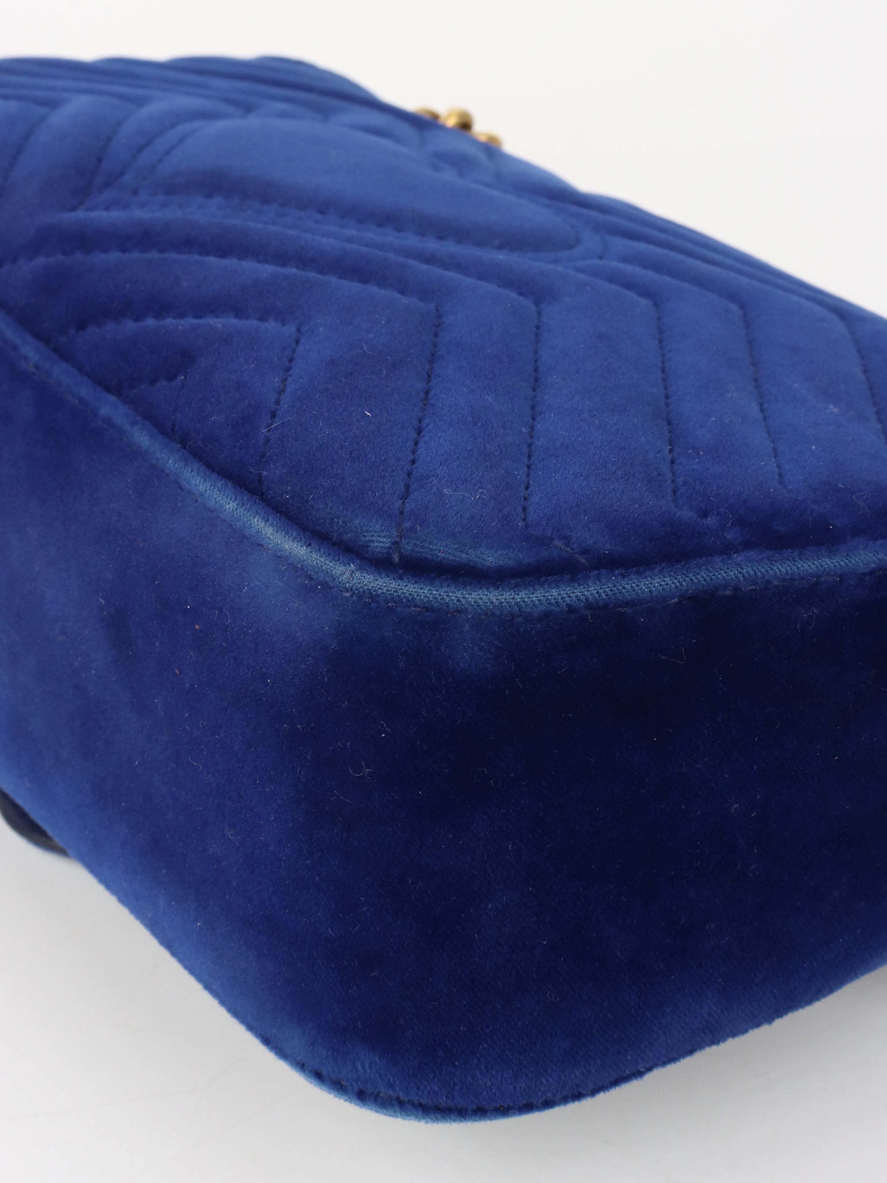 Gucci Blue Velvet Marmont Shoulder Bag for Women | Luxury Designer Handbag | Perfect for Evening Parties, Date Nights & Special Occasions