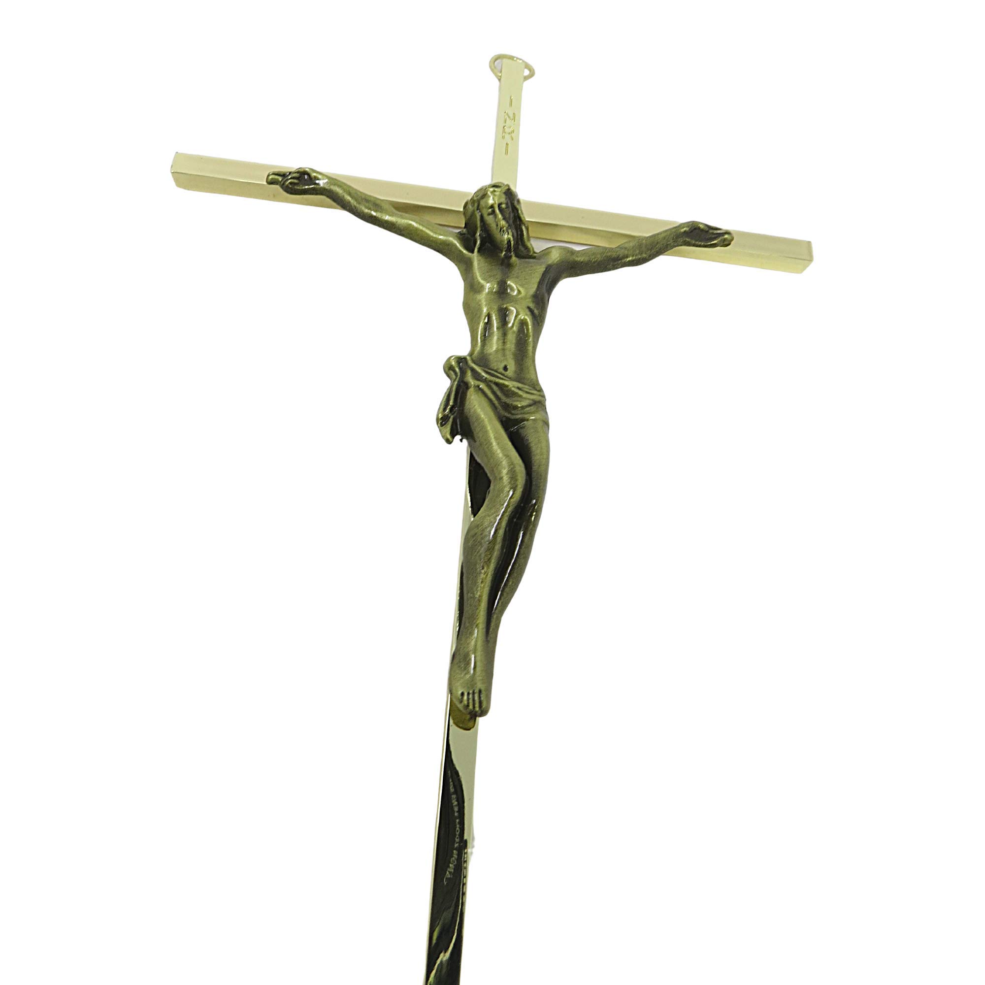 Needzo 10 Inch Gold Tone Catholic Crucifix Wall Cross - Religious Home Decor, Housewarming Gift for Christians, Perfect for Living Room, Bedroom & Church Decorations