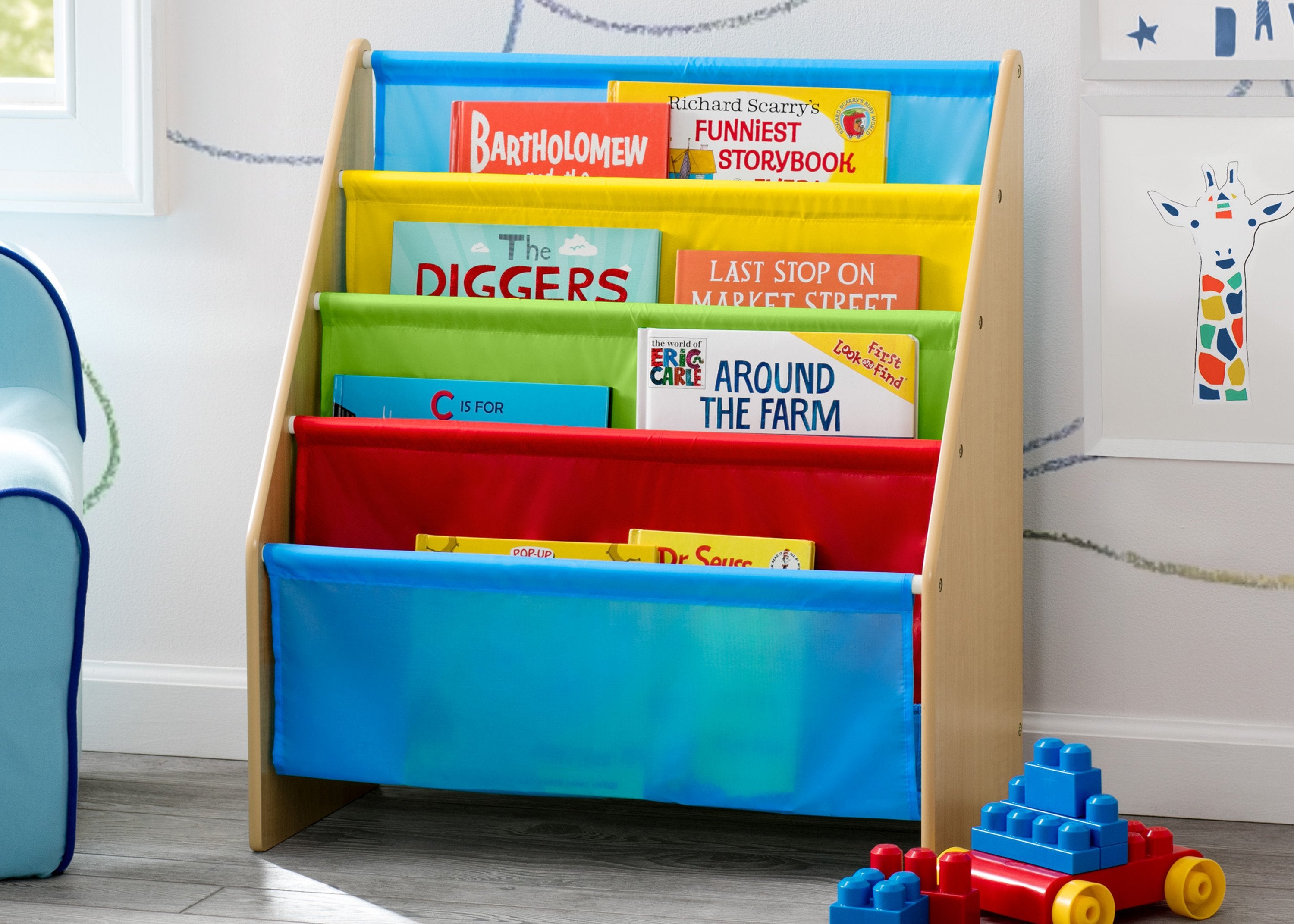 Kids Sling Book Rack - Adjustable Wall-Mounted Bookshelf for Children's Room - Perfect for Bedroom, Nursery & Classroom Organization
