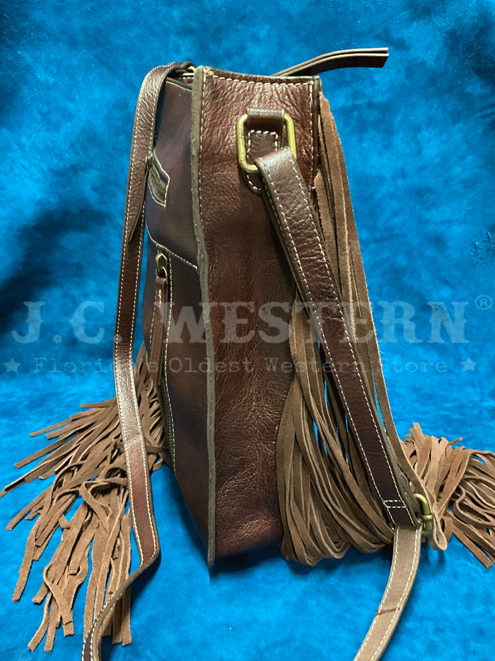 Ariat Women's Victoria Collection Messenger Bag - Brown Leather Crossbody Purse for Work, Travel & Everyday Use
