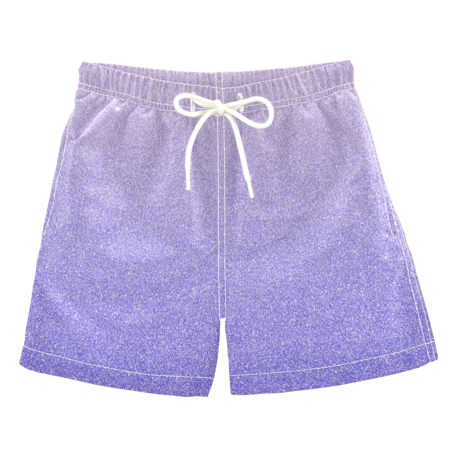 Ombre Purple Glitter Boys Swim Trunks for Toddlers 2T - Quick Dry Beach Board Shorts with UPF Protection | Perfect for Pool, Beach & Summer Water Activities