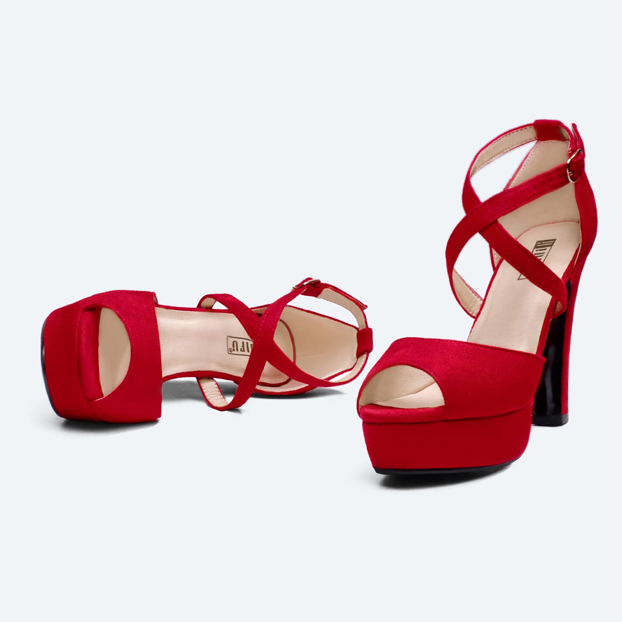 IDIFU Women's Chunky Heel Peep Toe Ankle Strap Sandals - Platform High Heels for Wedding, Party, Evening & Bridal Events | Comfortable Dress Shoes for Women