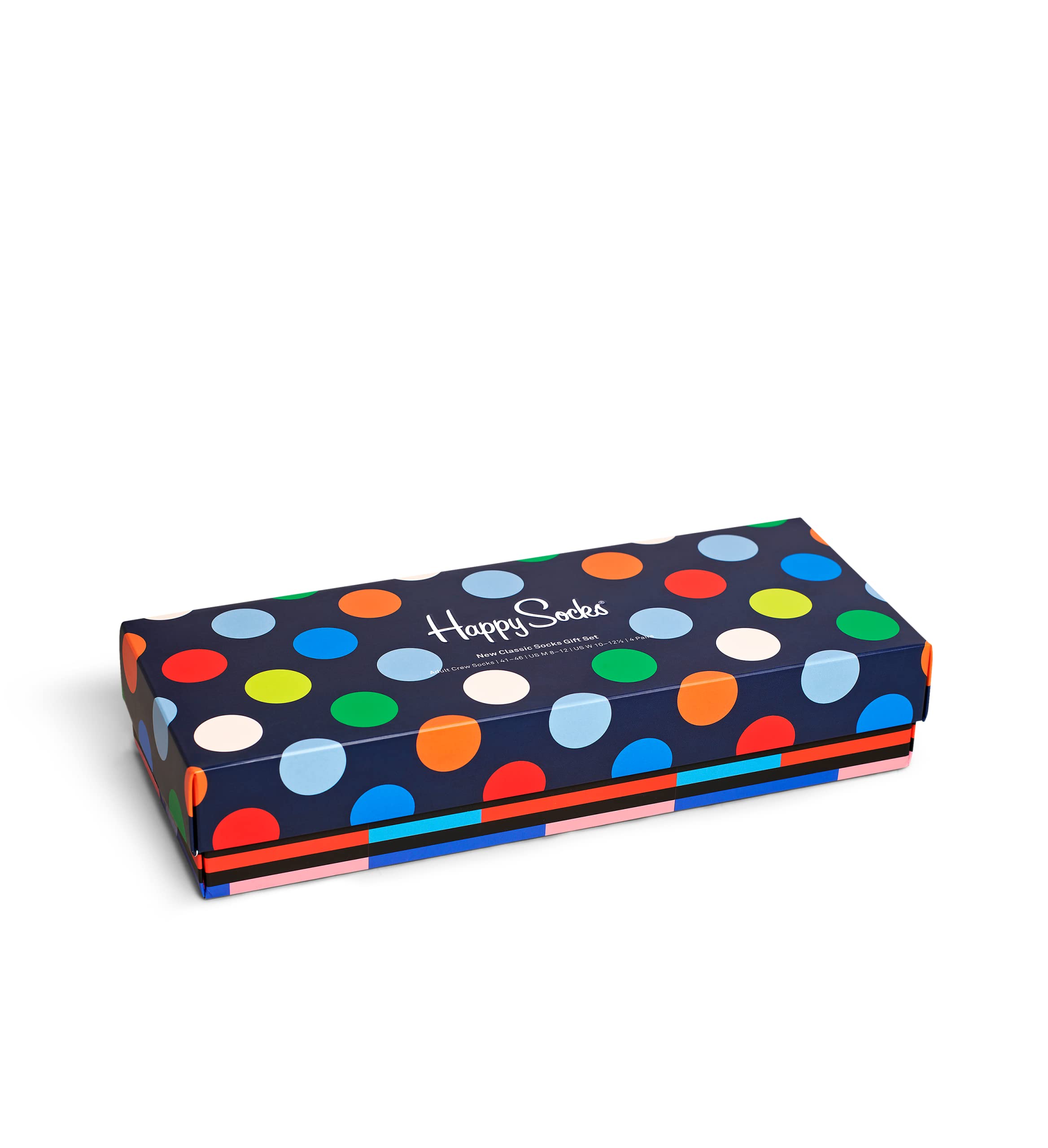 Happy Socks 4-Pack Classic Colorful Fun Socks for Women & Men - Black & Blue Striped Design - Perfect for Casual Wear, Gifts & Everyday Comfort