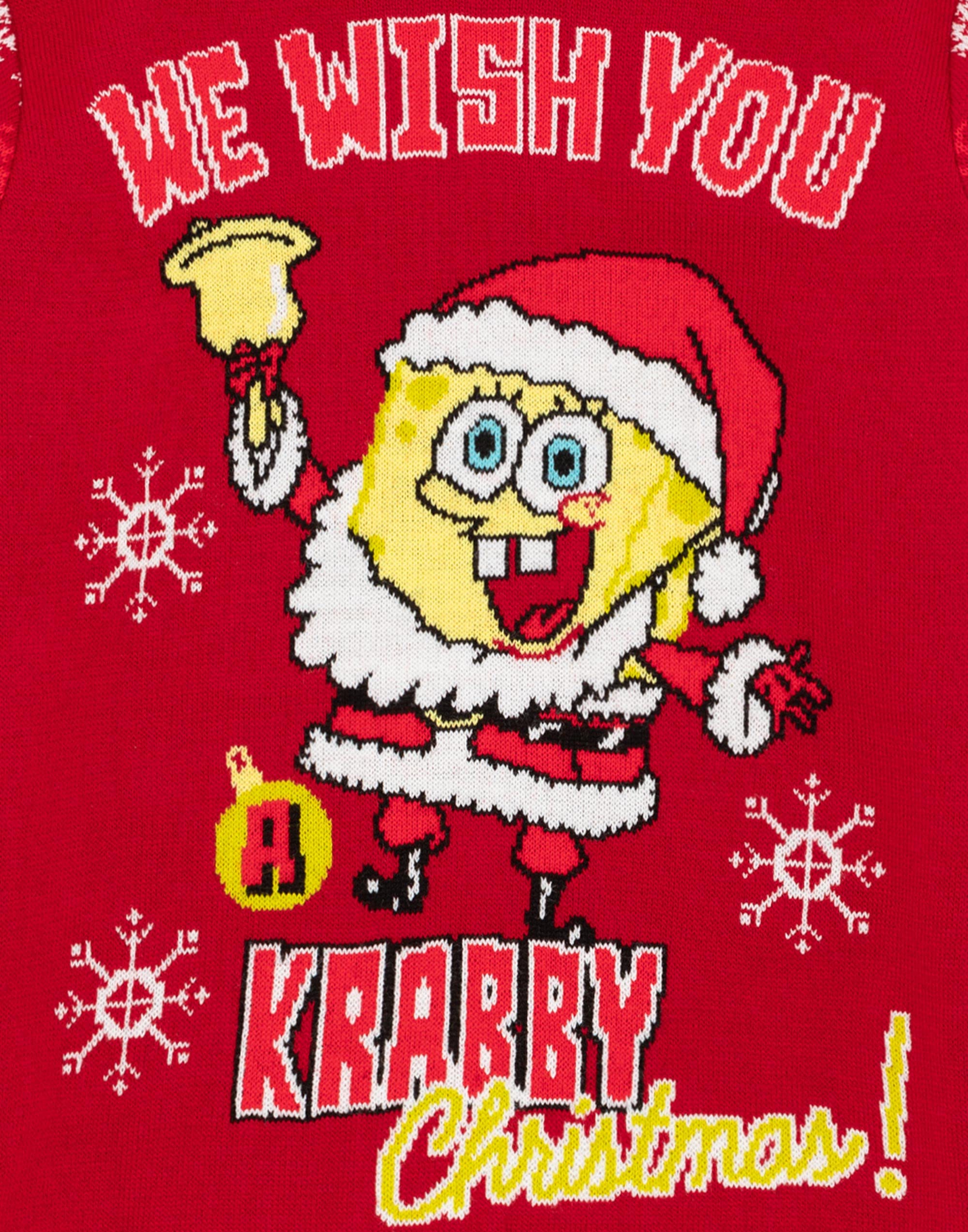 SpongeBob SquarePants Christmas Sweater for Kids - Festive Red Knit Santa Krabby Holiday Pullover for Boys & Girls | Perfect Gift for Christmas Parties, Family Photos & Winter Celebrations
