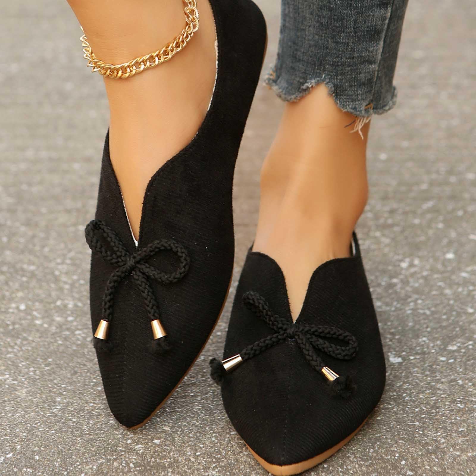 Women's Slip On Canvas Sneakers - Chunky Loafers with Pointed Toe & Matte Suede | Comfortable Casual Flats for Everyday Wear, Work & Walking
