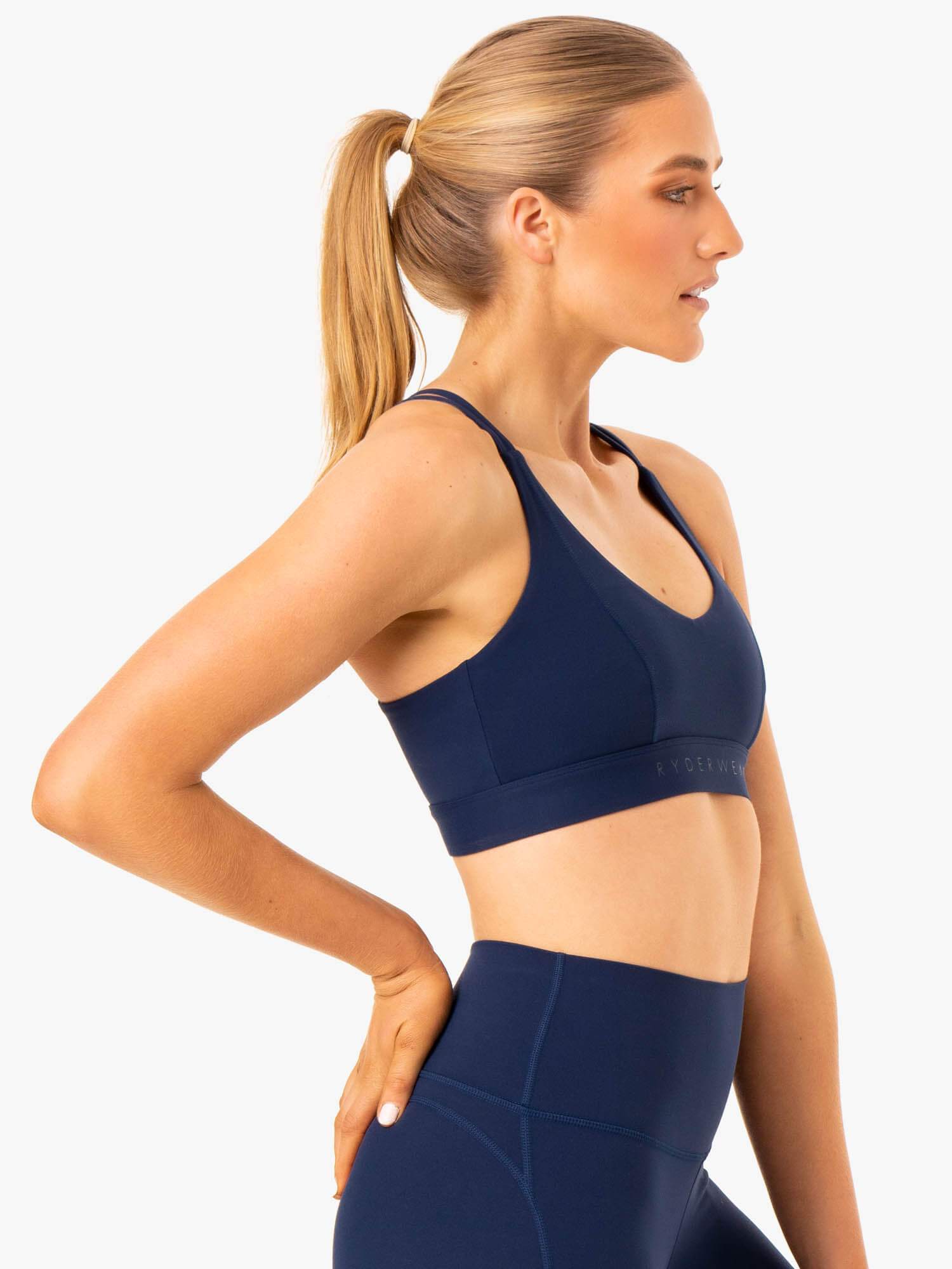 NKD Align Sports Bra for Women - High Support Workout Top - Navy Blue - Perfect for Yoga, Running & Gym