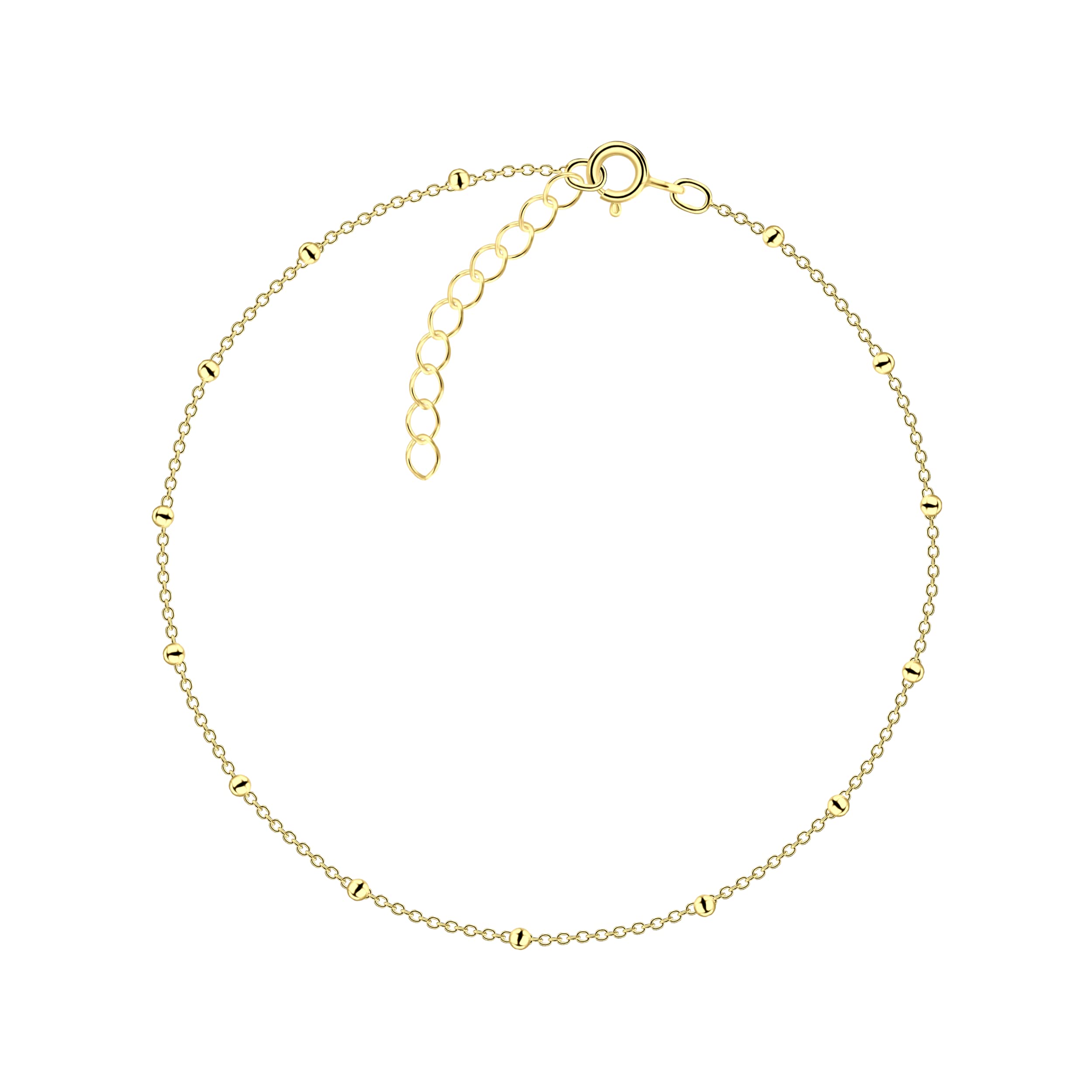 Satellite Chain Anklet for Women - Adjustable Beaded Ankle Bracelet in 925 Gold Vermeil or Silver | Minimalist Barefoot Jewelry for Beach, Vacation & Summer Outfits | Dainty Jewelry Gift for Girls & Women
