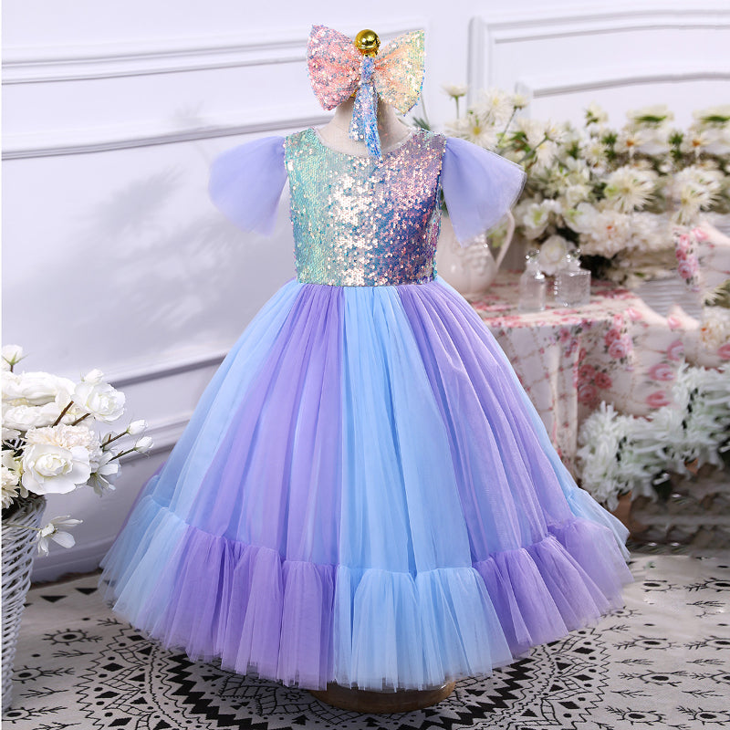 Elegant Baby Girls Sequin Christening Dress - Toddler Princess Gauze Dress for Baptism, Birthday Party & Special Occasions