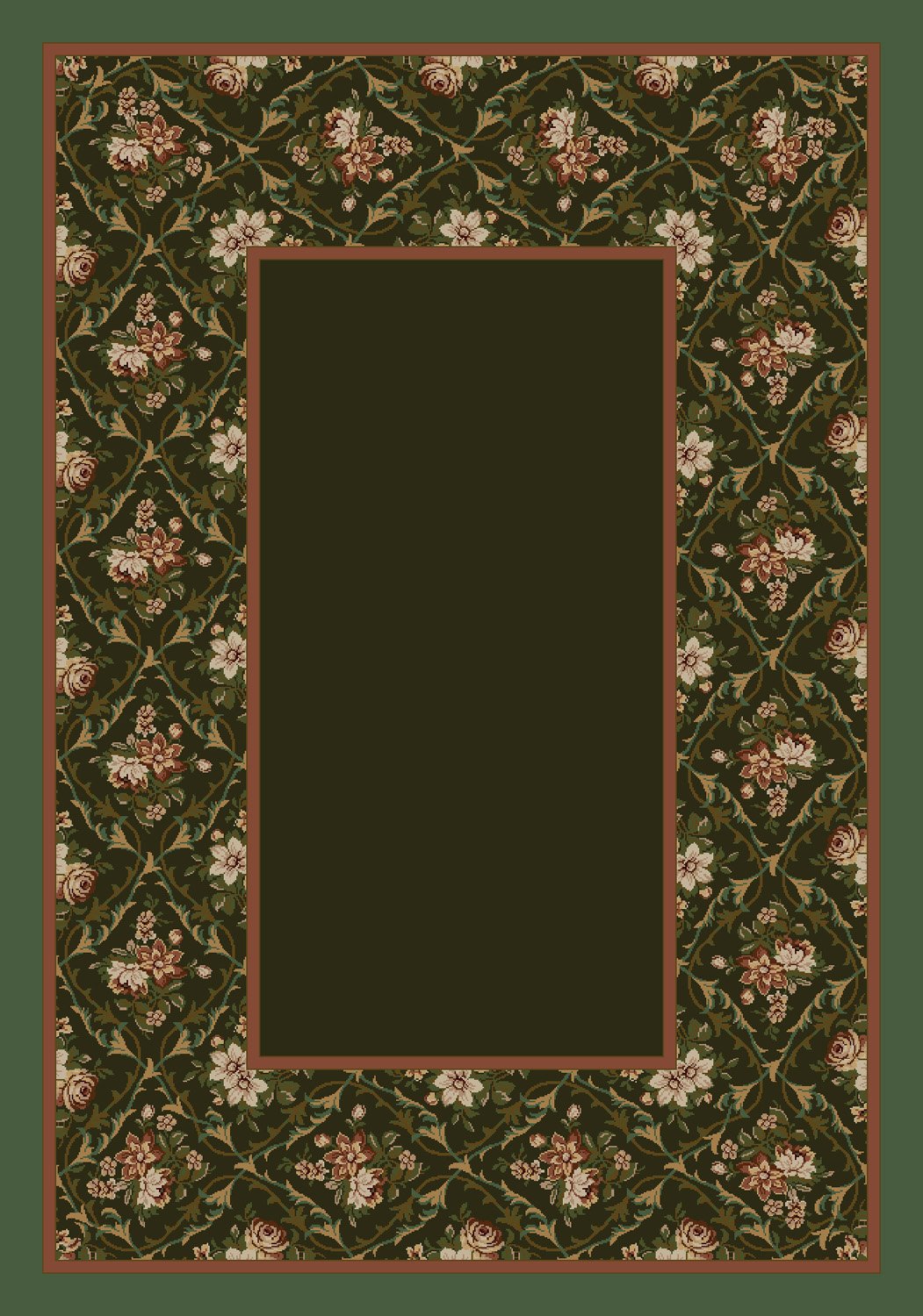Elegant Olive Green Bouquet Lace Area Rug 3'10