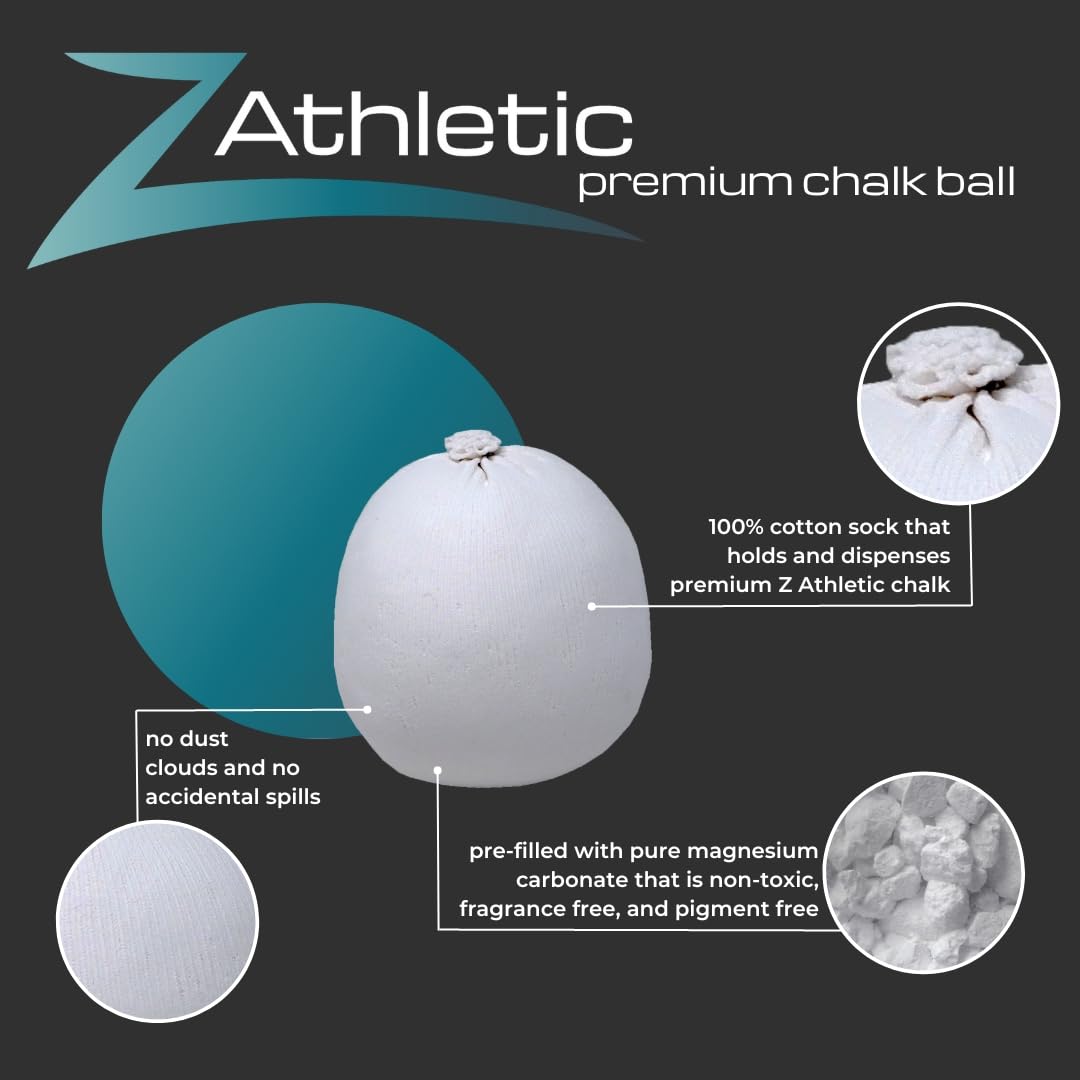 Premium Z-Athletic Chalk Ball for Gymnastics, Rock Climbing & Weightlifting - Non-Slip Grip Enhancer for Gym, Bouldering & CrossFit Training
