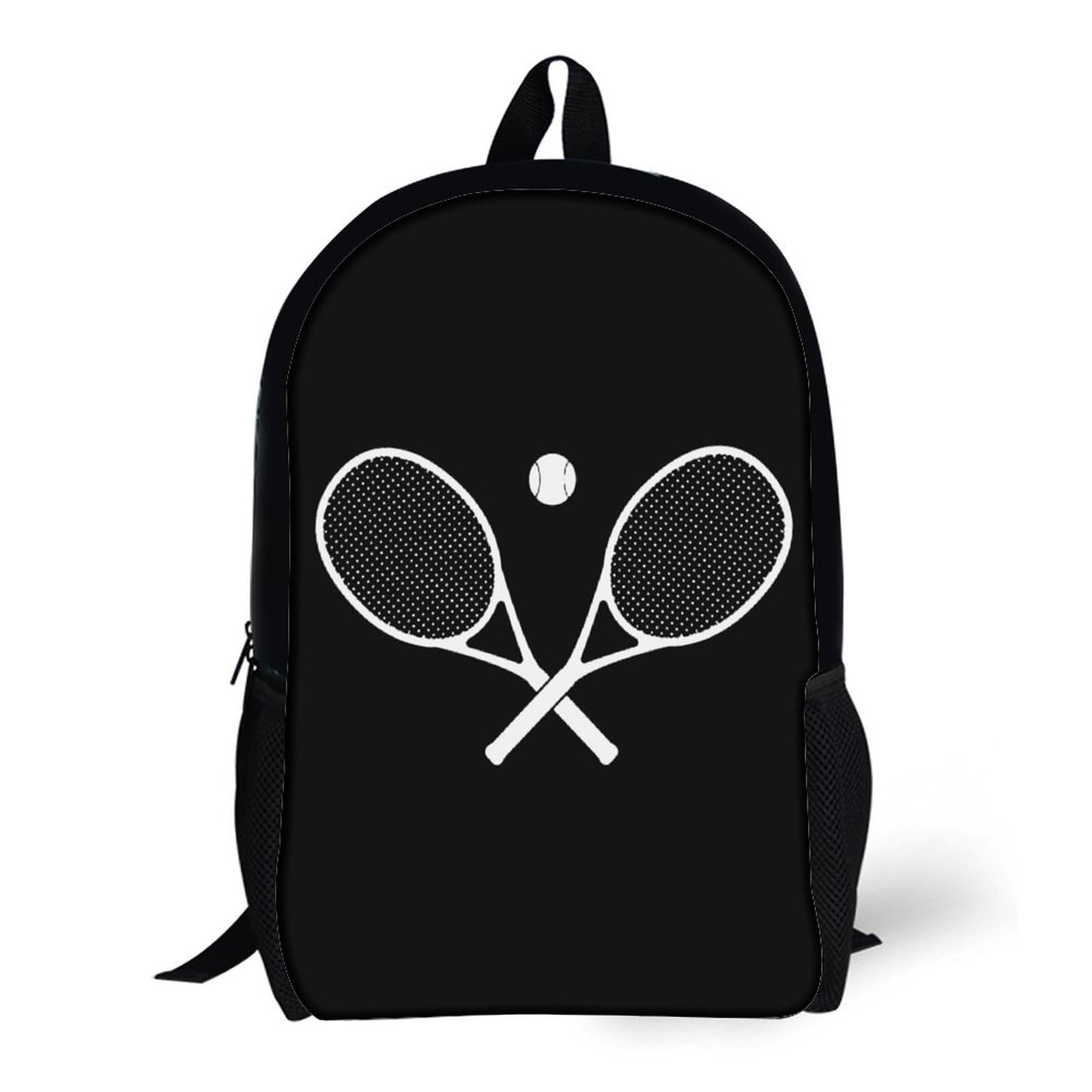 IOEDTHBJ 3D Printed Crossed Racket & Tennis Backpack - 17 Inch Laptop Compartment, Stylish Unisex School & Work Computer Bag for Men & Women - Perfect for Sports, Travel & Daily Commute