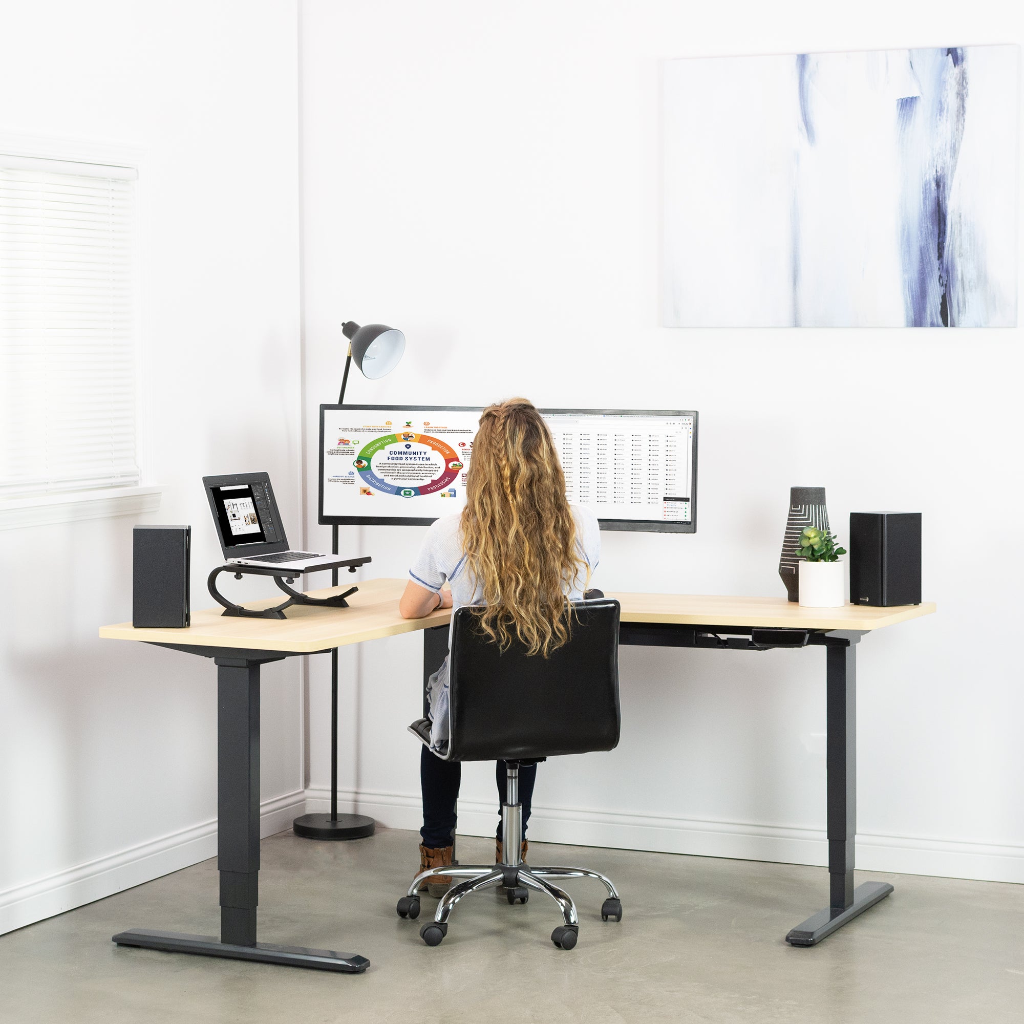 Black Electric Standing Desk Frame with Multi-Motor System & Touch Screen Memory Controller - Adjustable Height for Home Office, Gaming, and Workspace Ergonomics