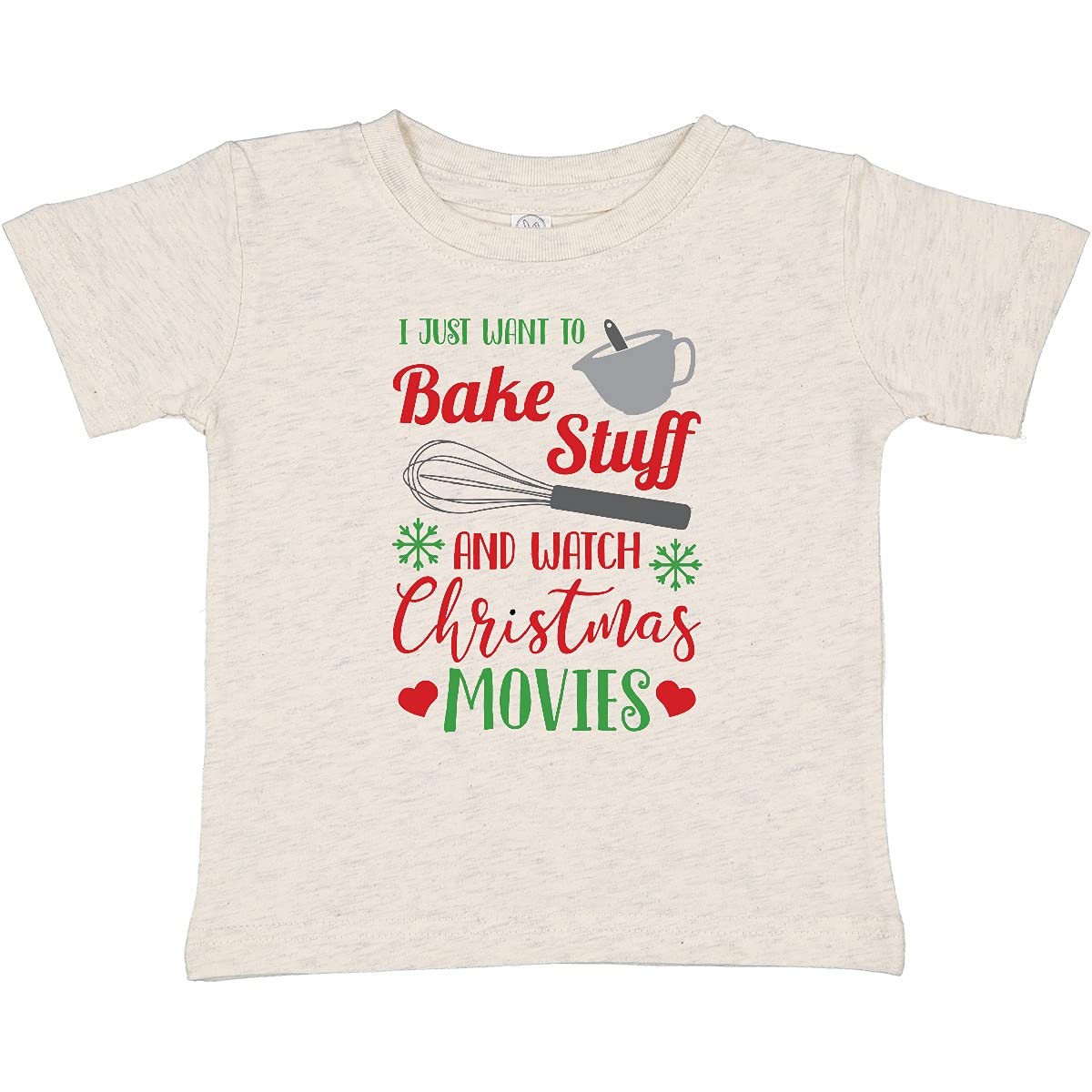 Inktastic 'I Just Want to Bake Stuff and Watch Christmas Movies' Baby T-Shirt | Cute Holiday Outfit for Infants & Toddlers | Christmas Baking & Movie Night Theme
