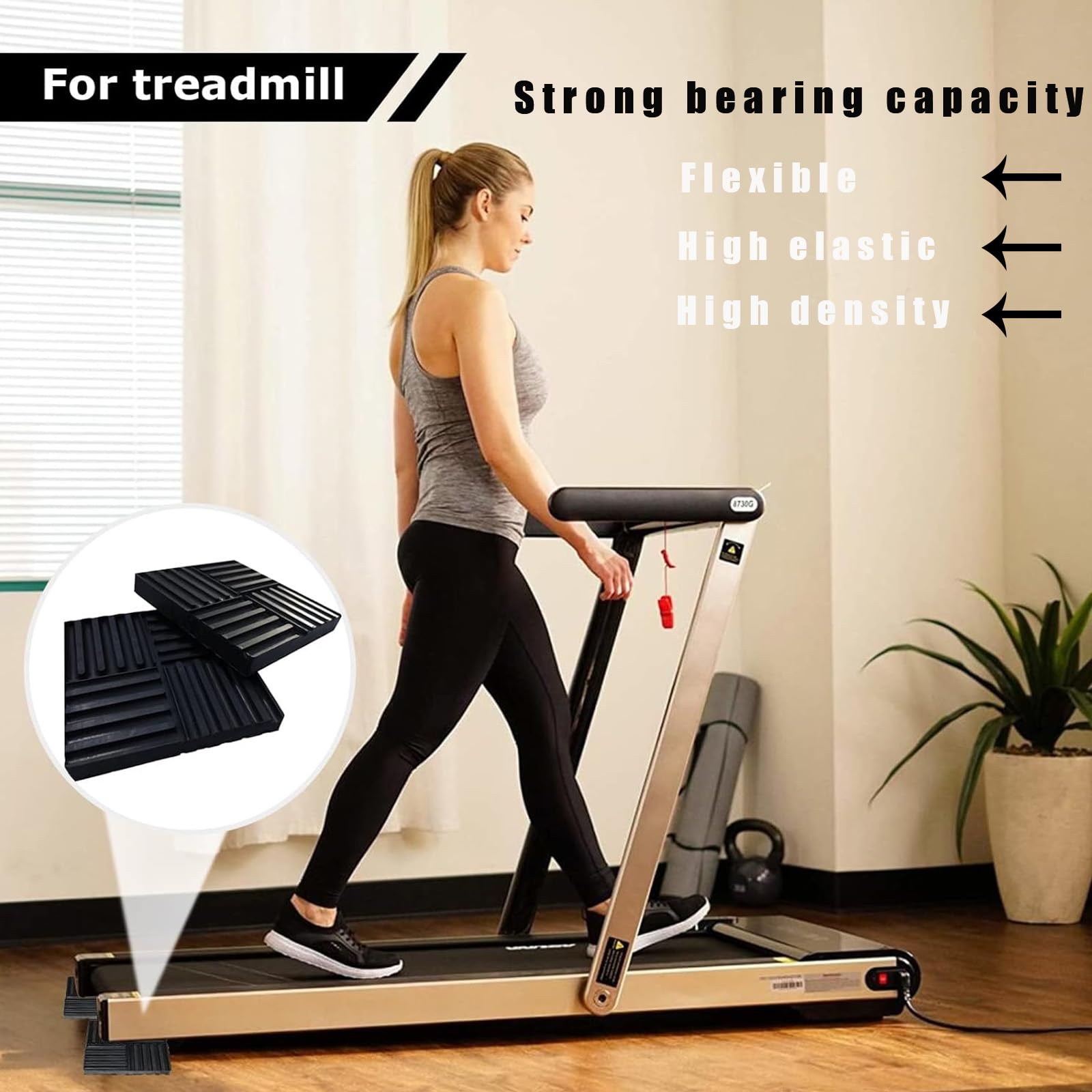 8PCS Anti-Vibration Pads, 6.5''X6.5''X0.8