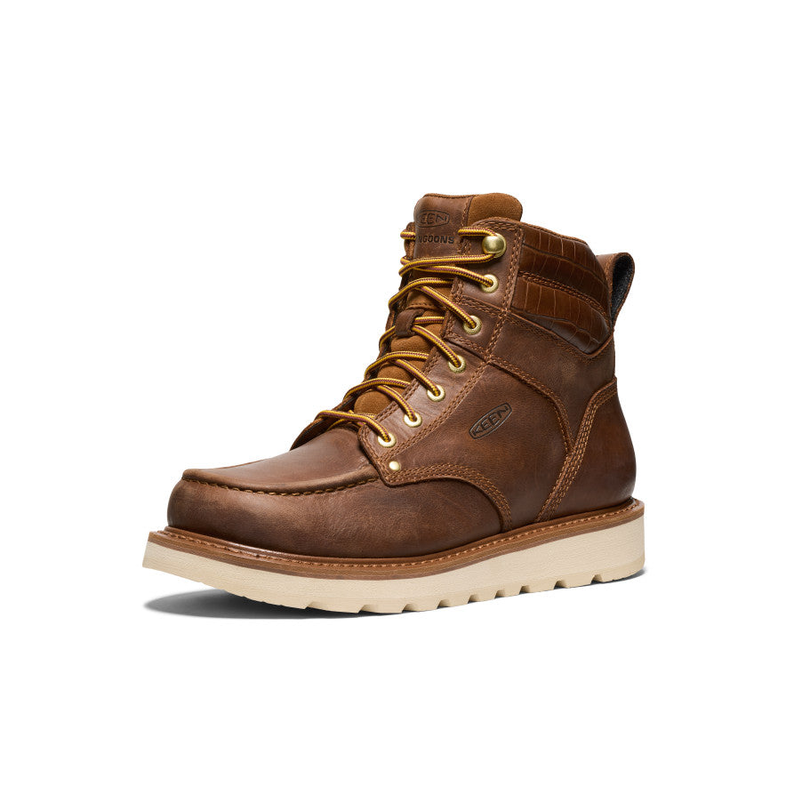 Noon Goons Men's Cincinnati 6 Soft Toe Work Boots - Premium Leather Brown & Off White - Durable Safety Shoes for Construction & Outdoor Work
