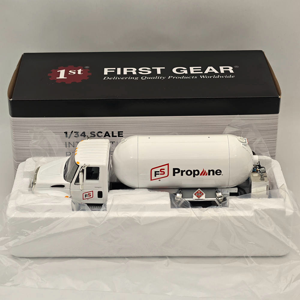 FIRST GEAR 1/34 Scale International DuraStar Propane Truck Diecast Metal Replica Model - White Collectible for Truck Enthusiasts & Display Scenes