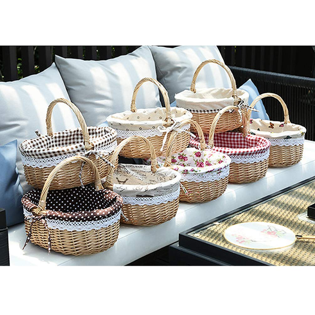 Natural Woven Rattan Basket with Handle - Oval Storage Bin for Food Serving, Fruit Display, Home Decor & Wedding - Eco-Friendly Wicker Organizer for Kitchen, Living Room, Outdoor & Kids Room