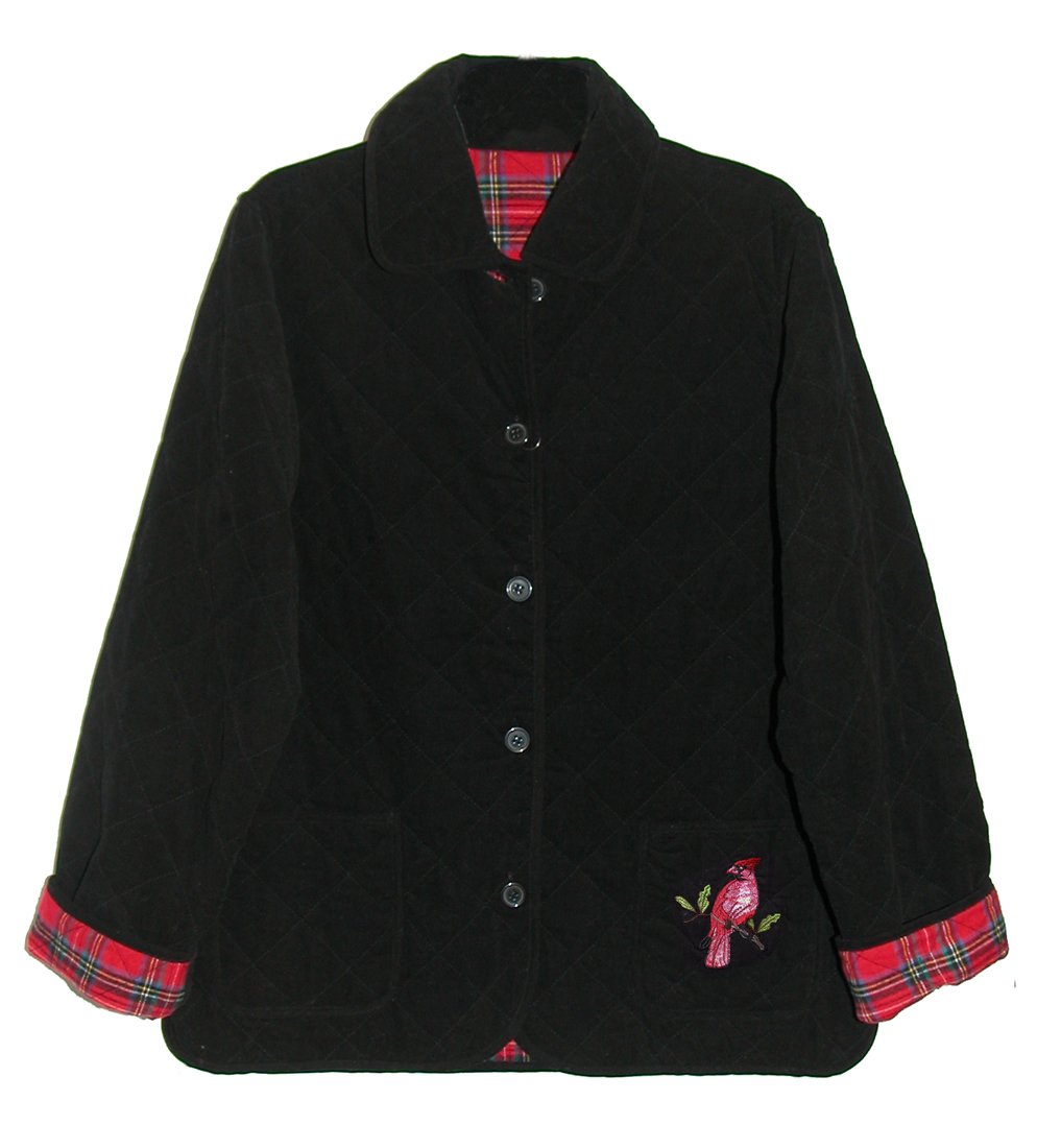 LA CERA Corduroy Quilted Jacket with Embroidery - Stylish Women's Winter Coat for Casual Outings & Outdoor Activities