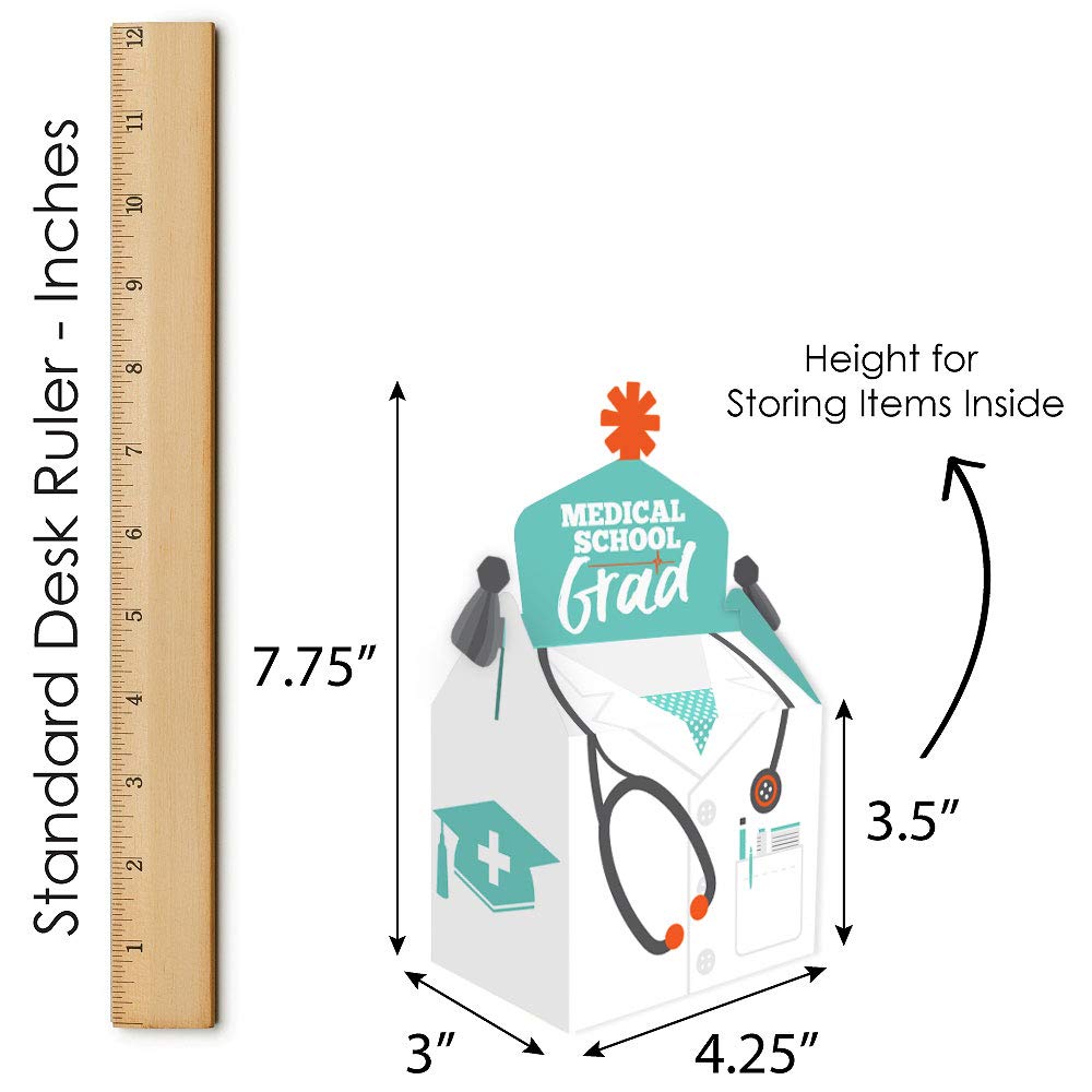 Big Dot of Happiness Medical School Graduation Treat Boxes - Set of 12 Party Favors for Doctor Graduation Celebrations, White Coat Ceremony & Healthcare Events