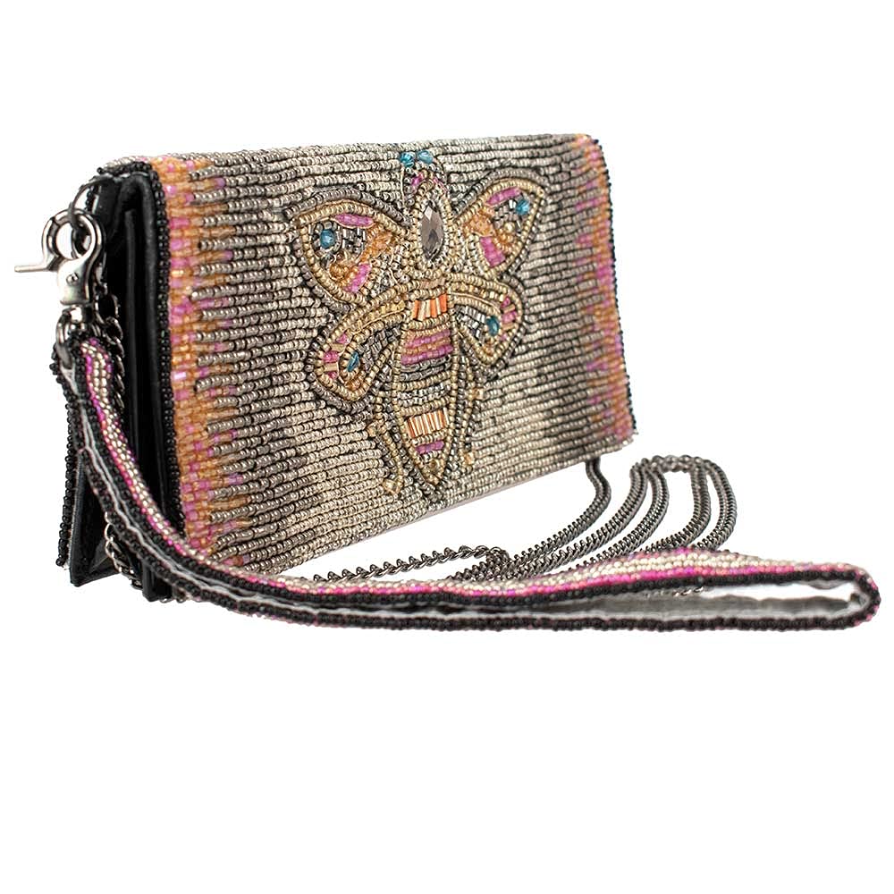 Mary Frances Beaded Crossbody Phone Wallet for Women - Stylish RFID Blocking Purse with Wristlet Strap - Perfect for Travel, Shopping & Everyday Use