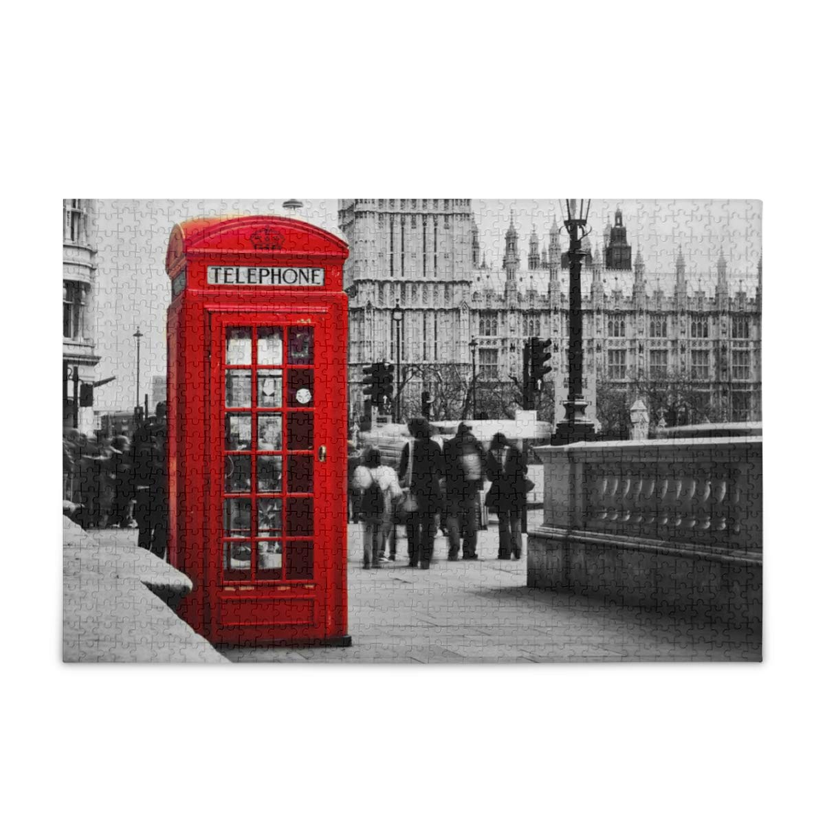 1000-Piece London Landmarks Jigsaw Puzzle for Adults - Big Ben & Red Telephone Booth, 20x30 Inch Challenging Puzzle Game for Family Night, Stress Relief & Home Decor