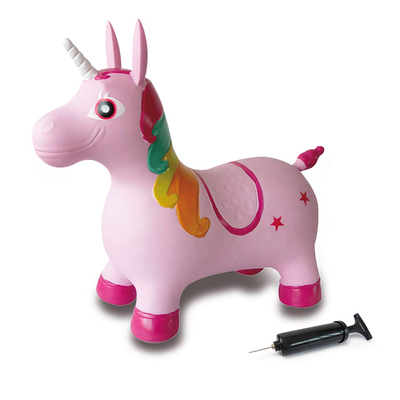 Colorful Jamara 460316 Bouncing Unicorn Animal Toy with Pump - Ears as Stand - Perfect for Kids' Birthday Gifts & Indoor Playtime
