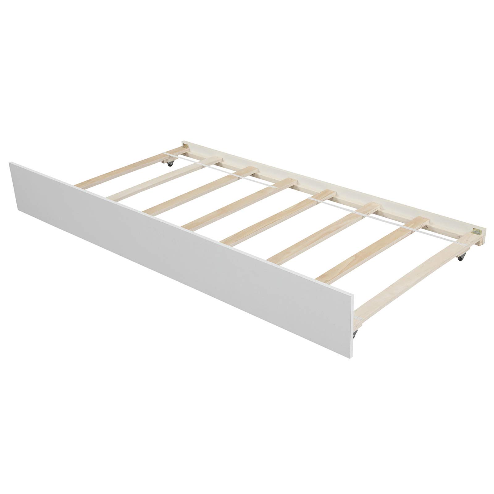 Harper & Bright Designs Twin Size Platform Bed with Trundle - Solid Wood Twin Bed Frame for Kids & Teens - White Modern Minimalist Bedroom Furniture (Perfect for Small Spaces, Guest Rooms & Kids' Rooms)