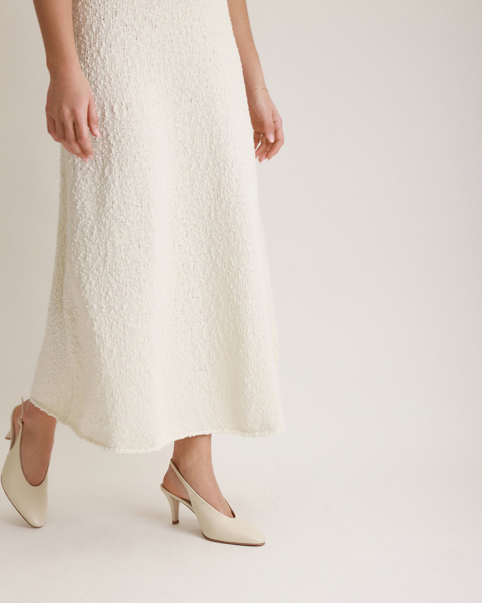 Justine Mid Heel Off White Leather Women's Shoes - Elegant & Comfortable for Work, Parties & Weddings