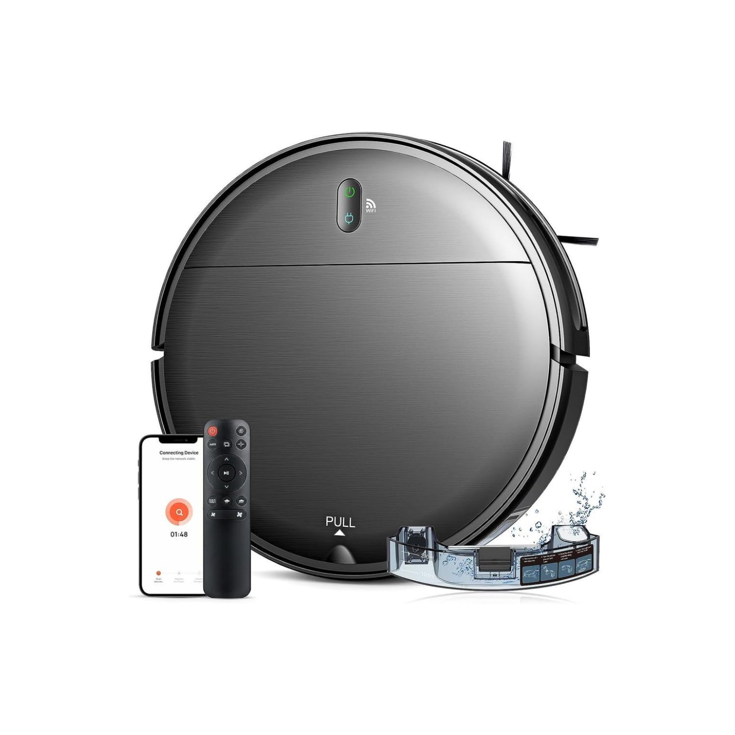 Smart Robot Vacuum and Mop Combo 2-in-1 with Wi-Fi/App Control, 1400Pa Strong Suction, Self-Charging - Ideal for Hard Floors, Pet Hair & Low-Pile Carpets - Perfect for Daily Home Cleaning & Pet Owners