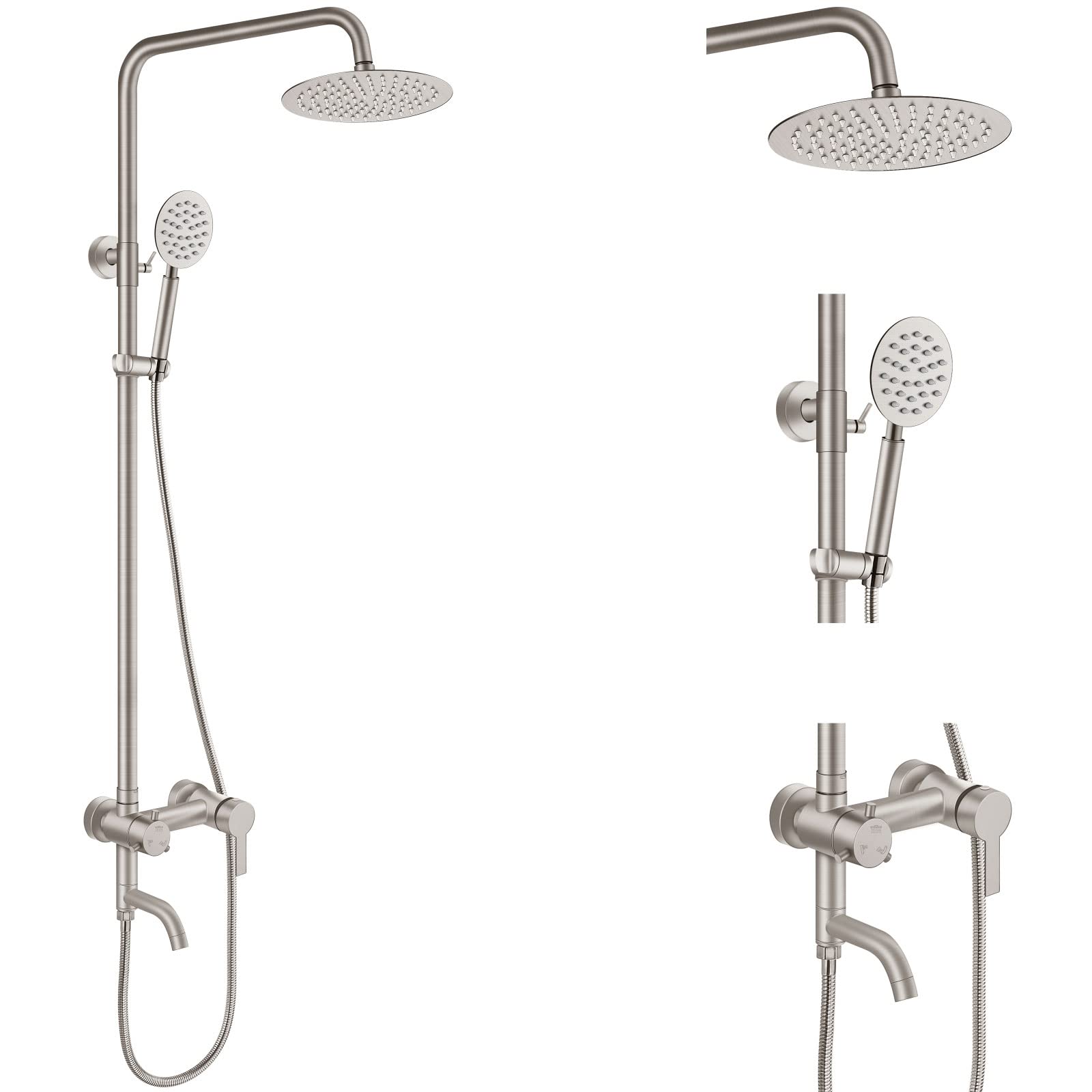 Aolemi Outdoor Shower Faucet - SUS304 Stainless Steel Triple Function Wall Mounted Shower System with 8