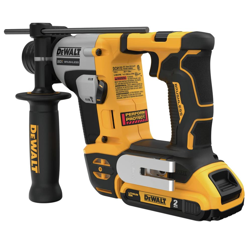 DEWALT ATOMIC 20V MAX* Cordless Rotary Hammer Kit (DCH172D2) - Powerful Hammer Drill for Concrete, Masonry & Metal - Perfect for Construction, Renovation & DIY Projects