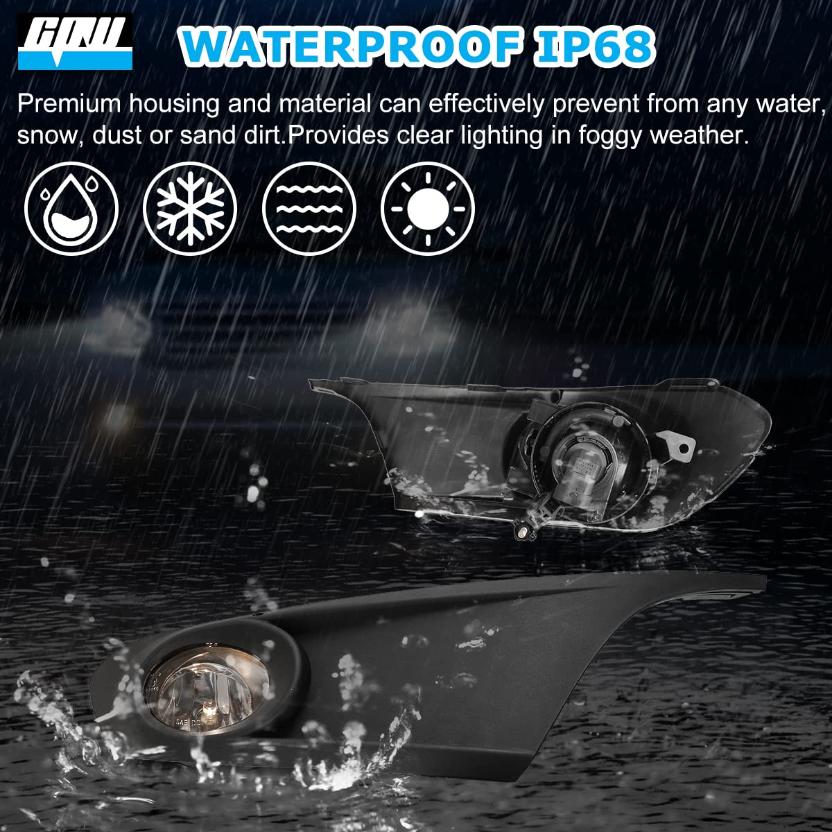 CPW Fog Lights Kit for 2011-2014 Volkswagen Jetta Sedan - LED Driving Lights with Switch & Wiring Harness | Enhanced Visibility for Night Driving & Bad Weather Conditions
