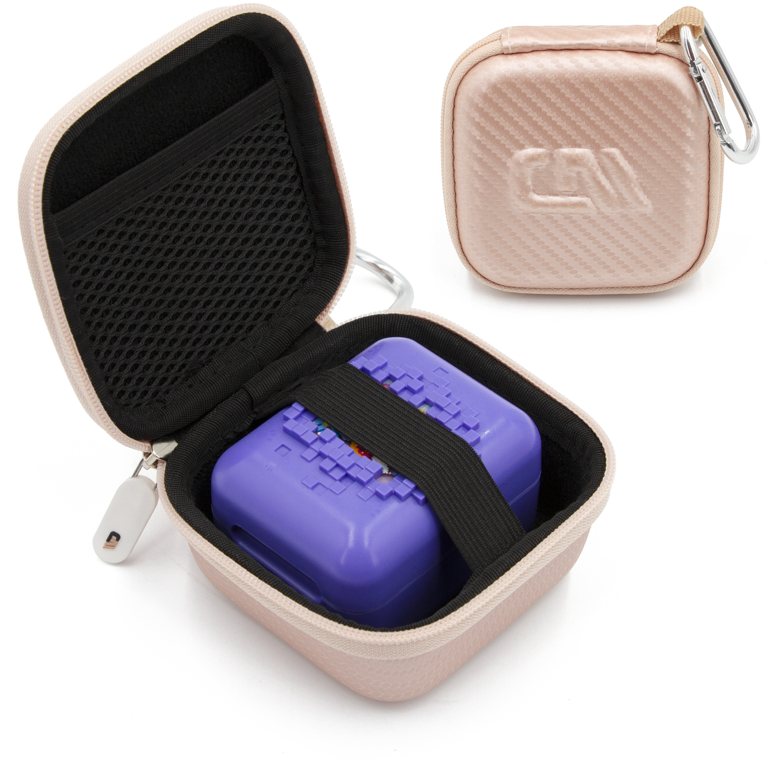 CASEMATIX Hard Shell Travel Case for Bitzee Interactive Digital Pet - Durable Protective Cover with Carabiner Clip (Rose Gold) - Perfect for Travel, School & Playdates