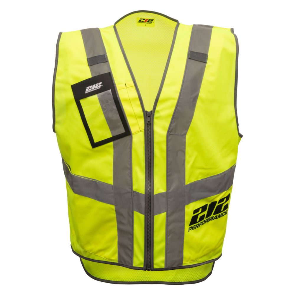 212 Performance VSTPERF 8814 High Visibility Safety Vest - 4XL Yellow with Reflective Gray Strips & Badge Pocket for Construction, Road Work & Emergency Responders | ANSI Compliant Workwear