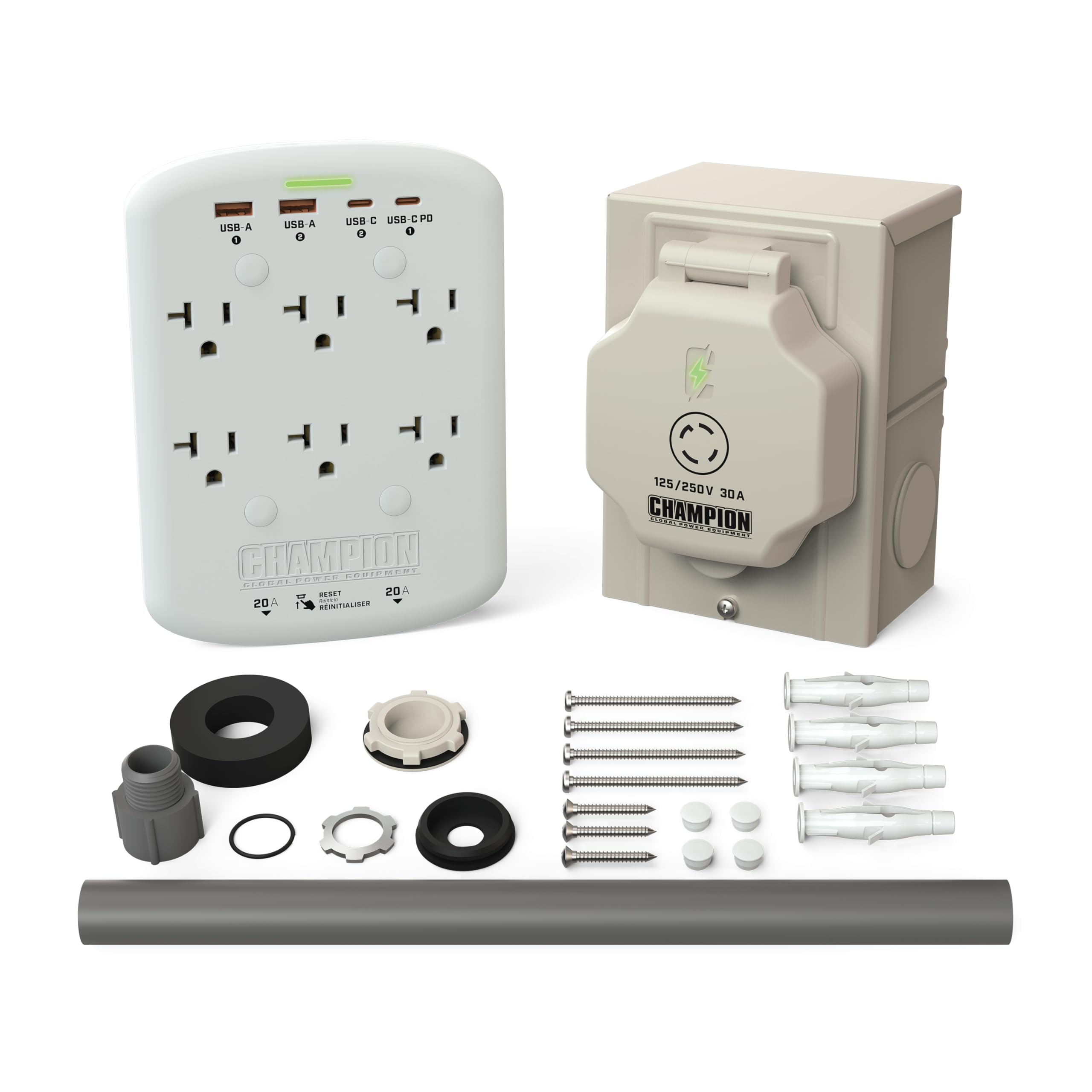 Champion Power Equipment 30-Amp Through Wall Generator Kit with Weatherproof Power Inlet Box - Backup Power Solution for Home, RV & Emergency Use