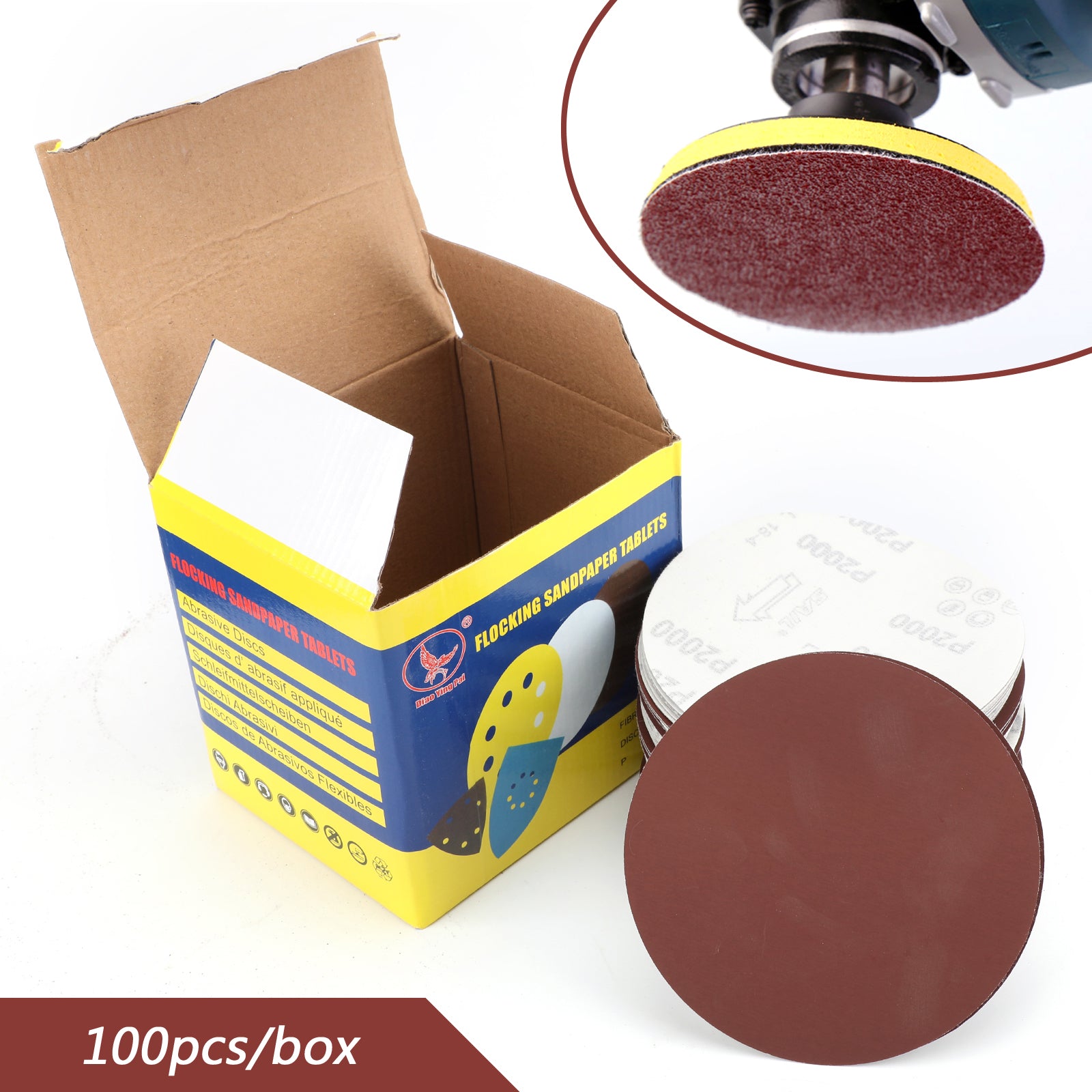 100PCS 6-Inch Hook & Loop Sanding Discs, 40-2000 Grit Sandpaper Sheets for Woodworking, Metal Polishing & Automotive Sanding - Multi-Purpose Abrasive Discs for Orbital Sanders