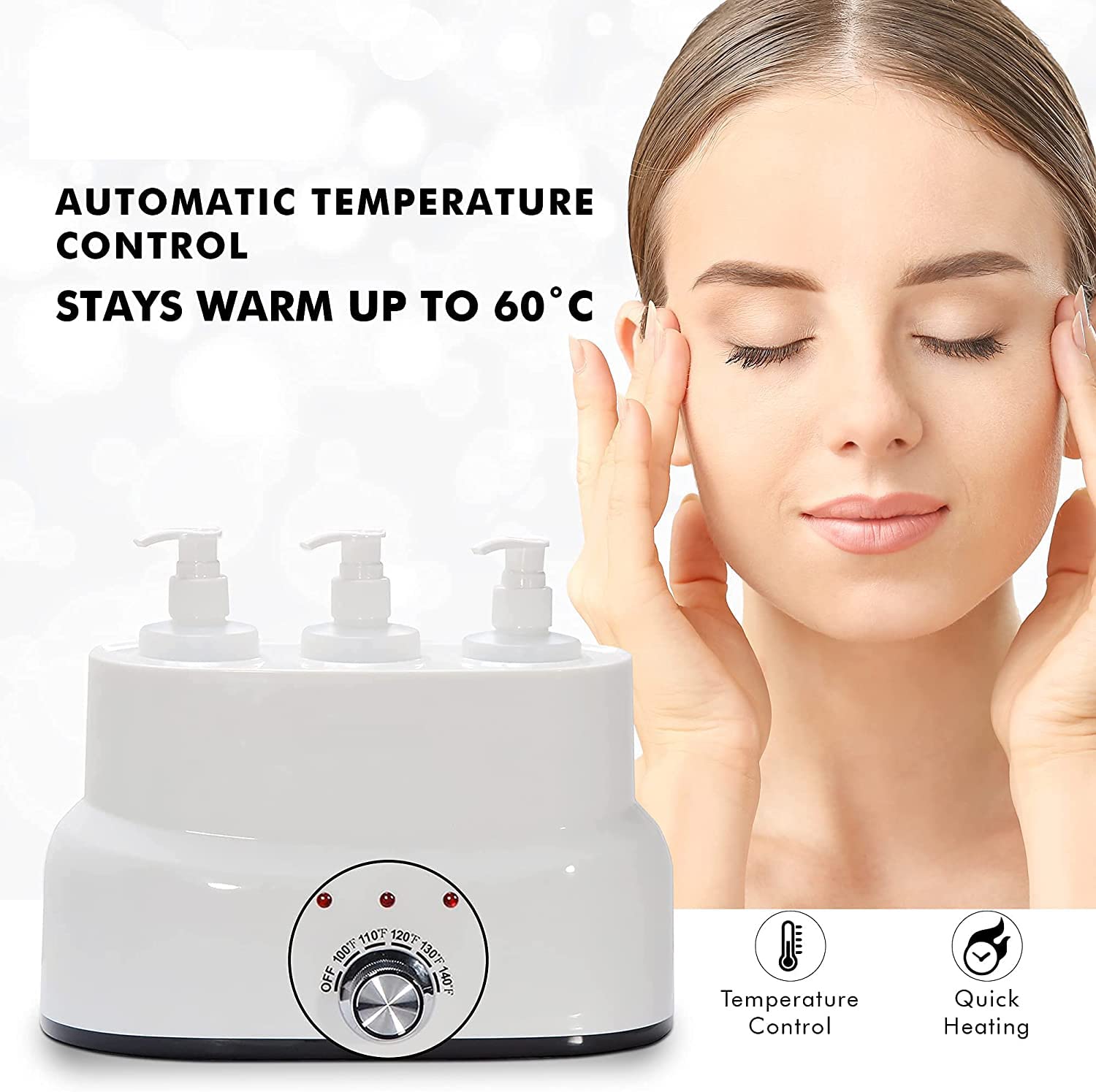 Electric Massage Oil & Lotion Warmer - 3 Bottle Beauty Salon SPA Heater for Body Therapy, Relaxation & Skin Care | Perfect for Professional Massage, Home Spa & Wellness Treatments