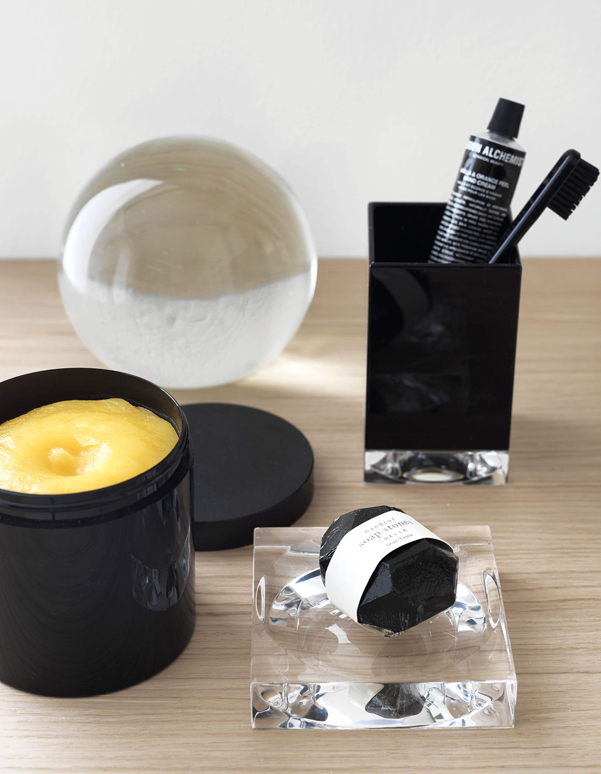 Kartell Boxy Modern Toothbrush Holder - Sleek Black Bathroom Organizer (7.3 x 7.3 x 12 cm) | Perfect for Countertop Storage & Minimalist Home Decor