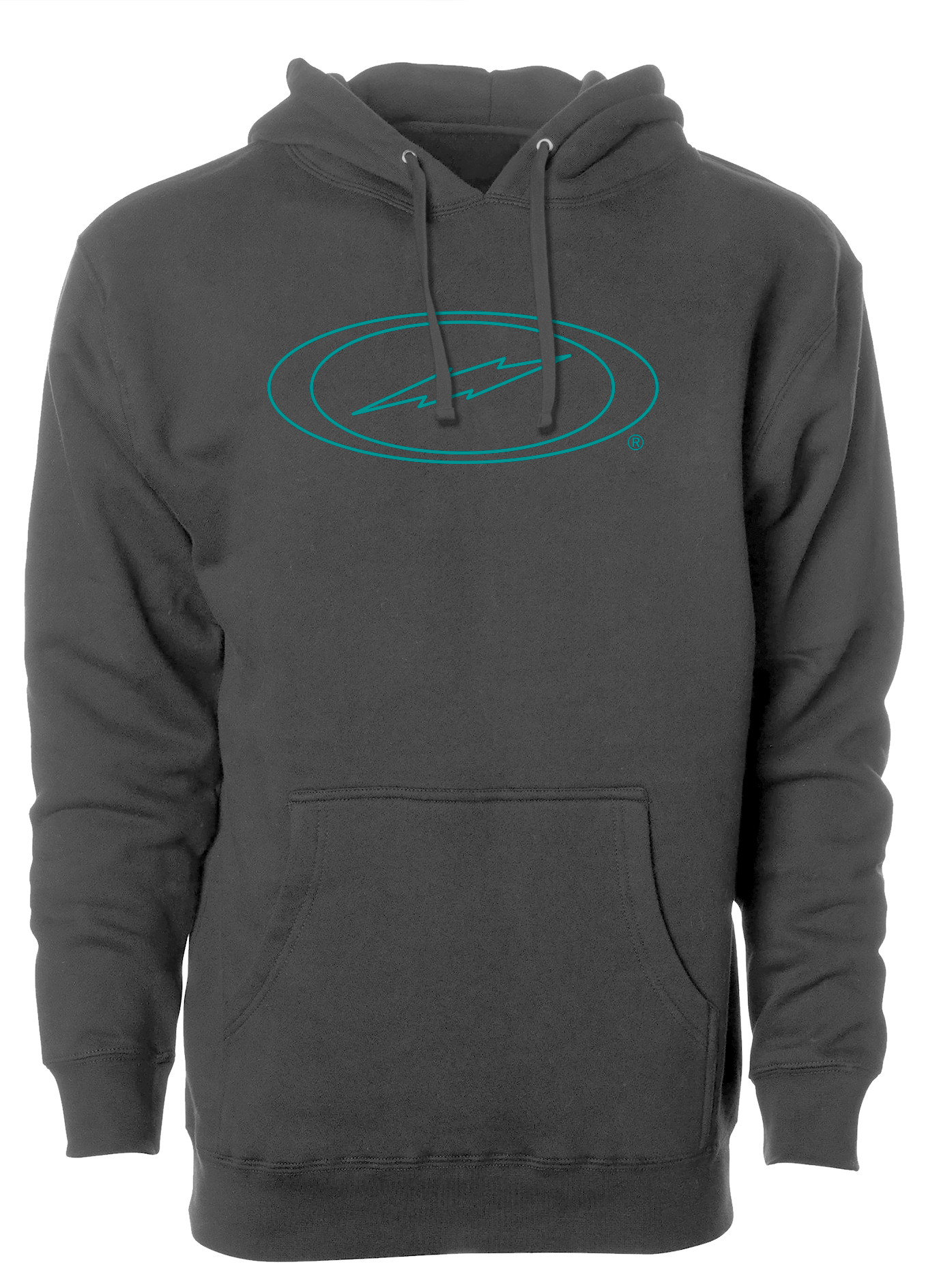 Storm Oval Bolt Logo Hoodie - Teal Outline Pullover Sweatshirt for Men & Women | Streetwear Fashion, Casual Wear & Outdoor Activities