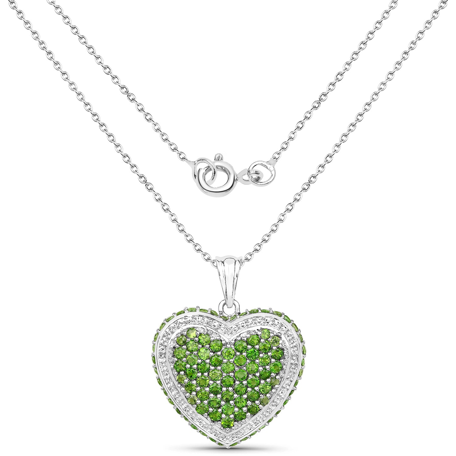 Genuine Chrome Diopside Heart Necklace - Sterling Silver Pendant for Women | Perfect Gift for Valentine's Day, Anniversary & Special Occasions
