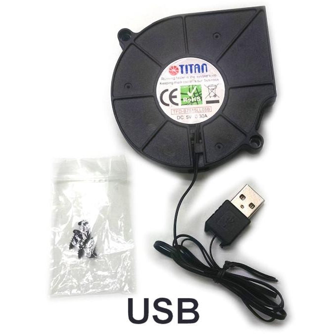 Titan 75x75x15mm USB Blower Fan - 5V DC Cooling Fan with USB Connector - Perfect for PC Cooling, Electronics, and DIY Projects
